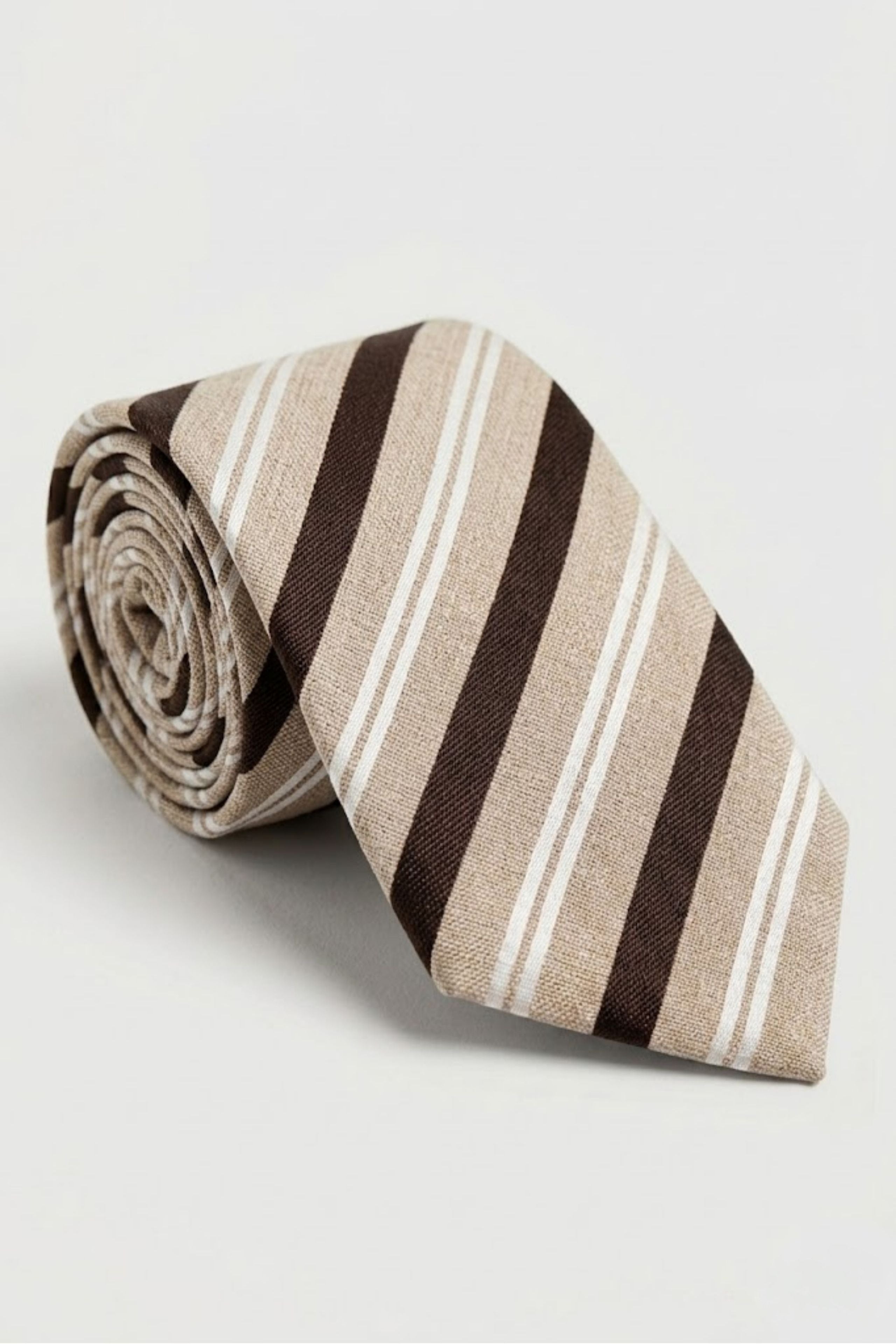 Cravatta in Seta a Righe - RIGATO MARRONE/BEIGE