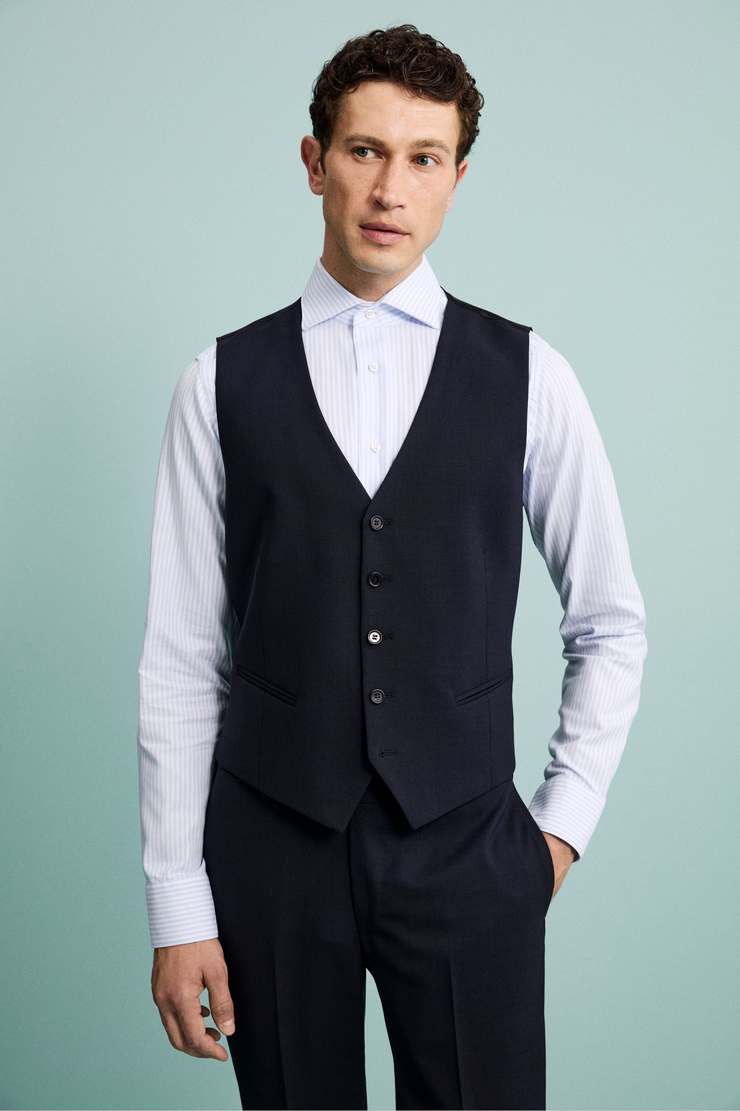 Gilet da Cerimonia in Lana Vergine - BLU