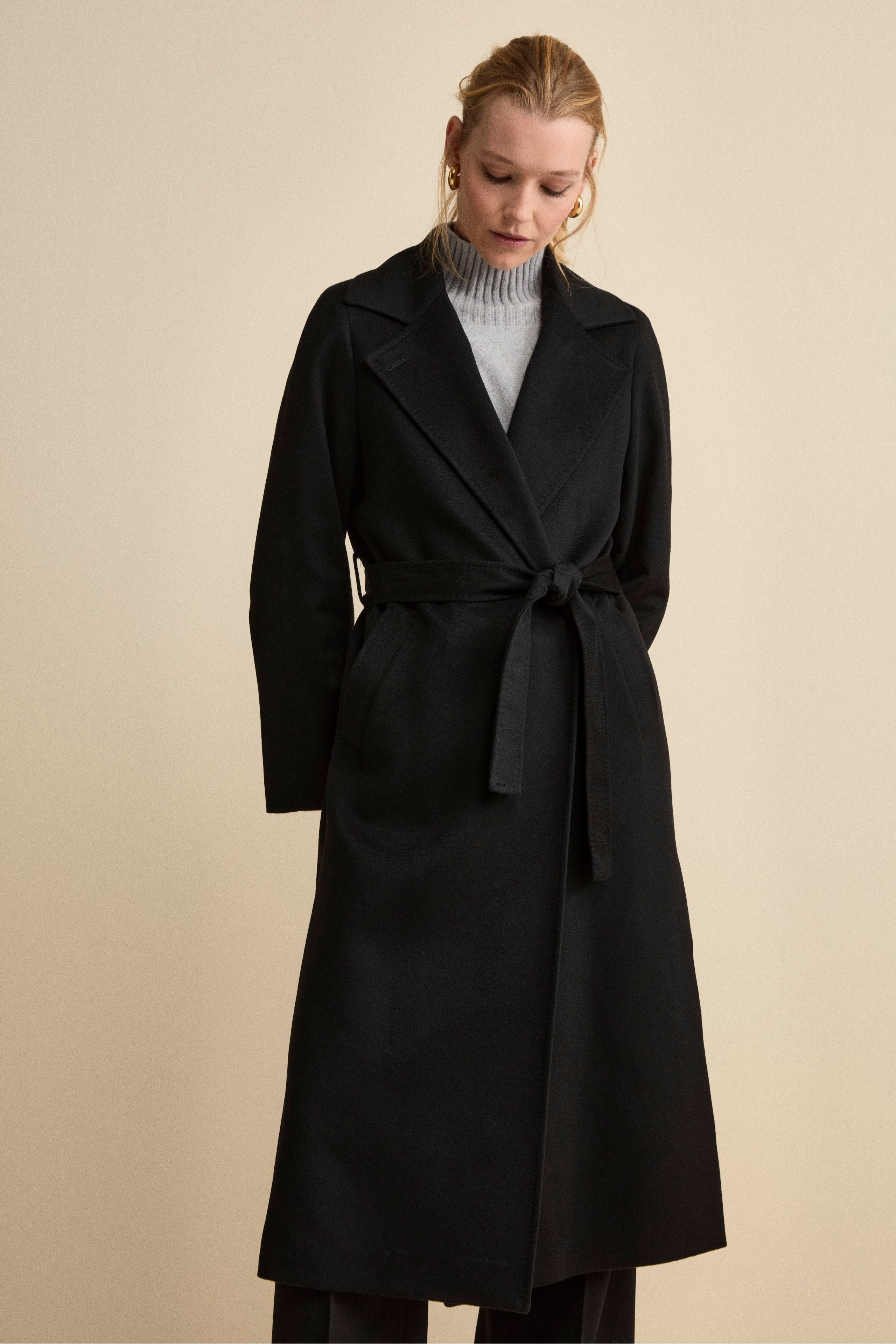 Cappotto Vestaglia Lungo in Cashmere - NERO