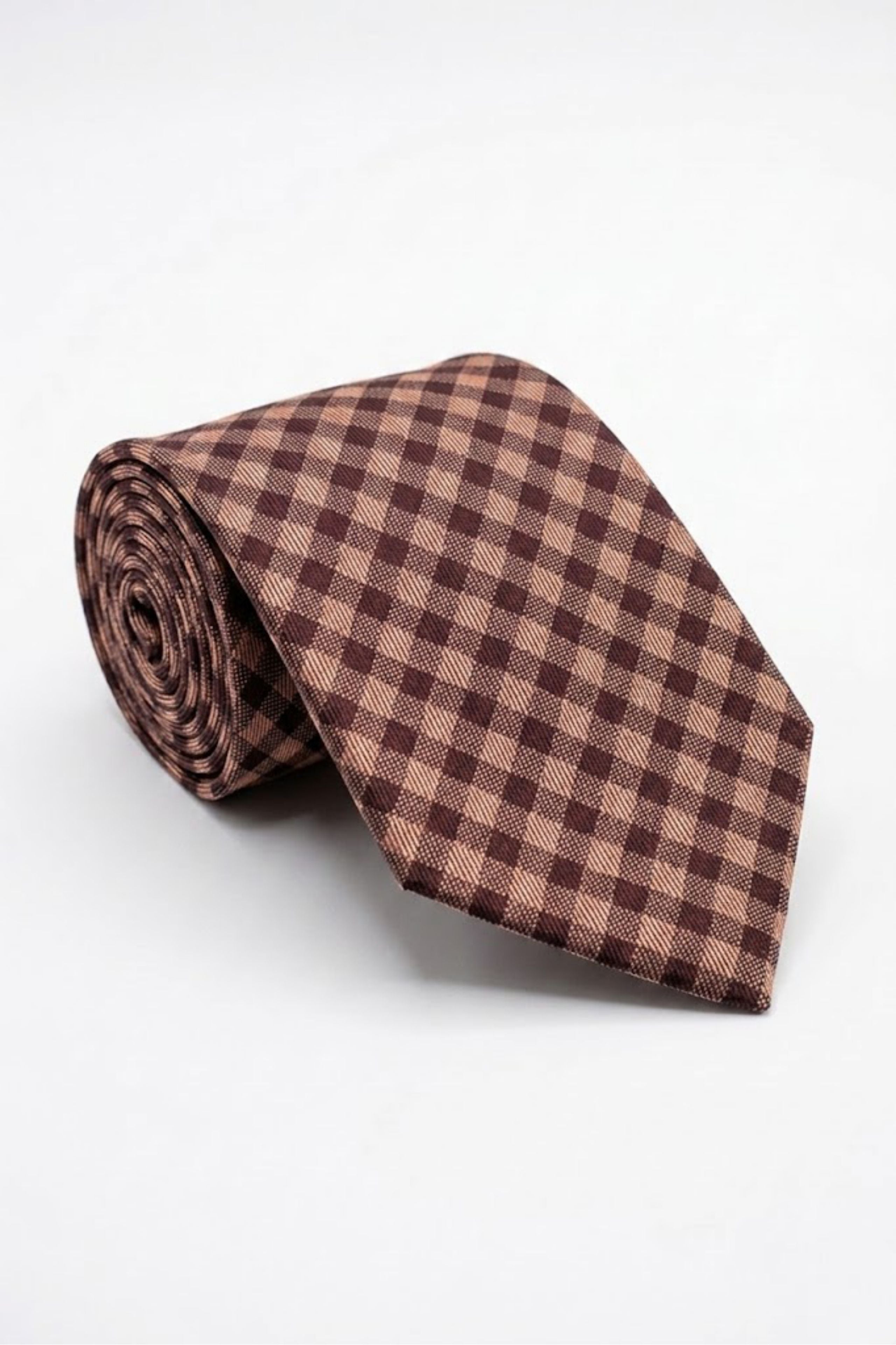 Cravatta Casual in Seta a Quadri- ROSSO QUADRI