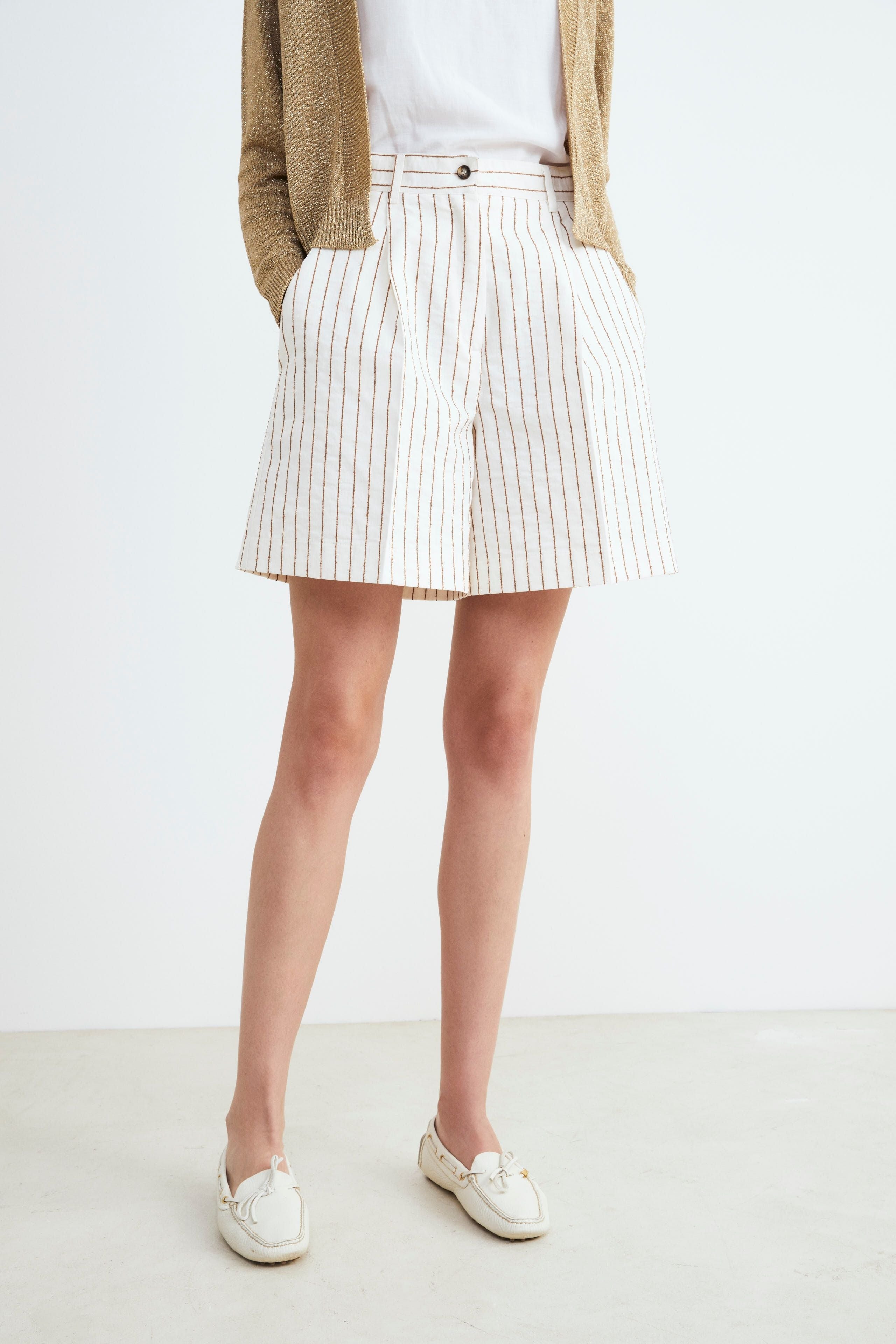 Shorts donna a righe - FANT. AVORIO