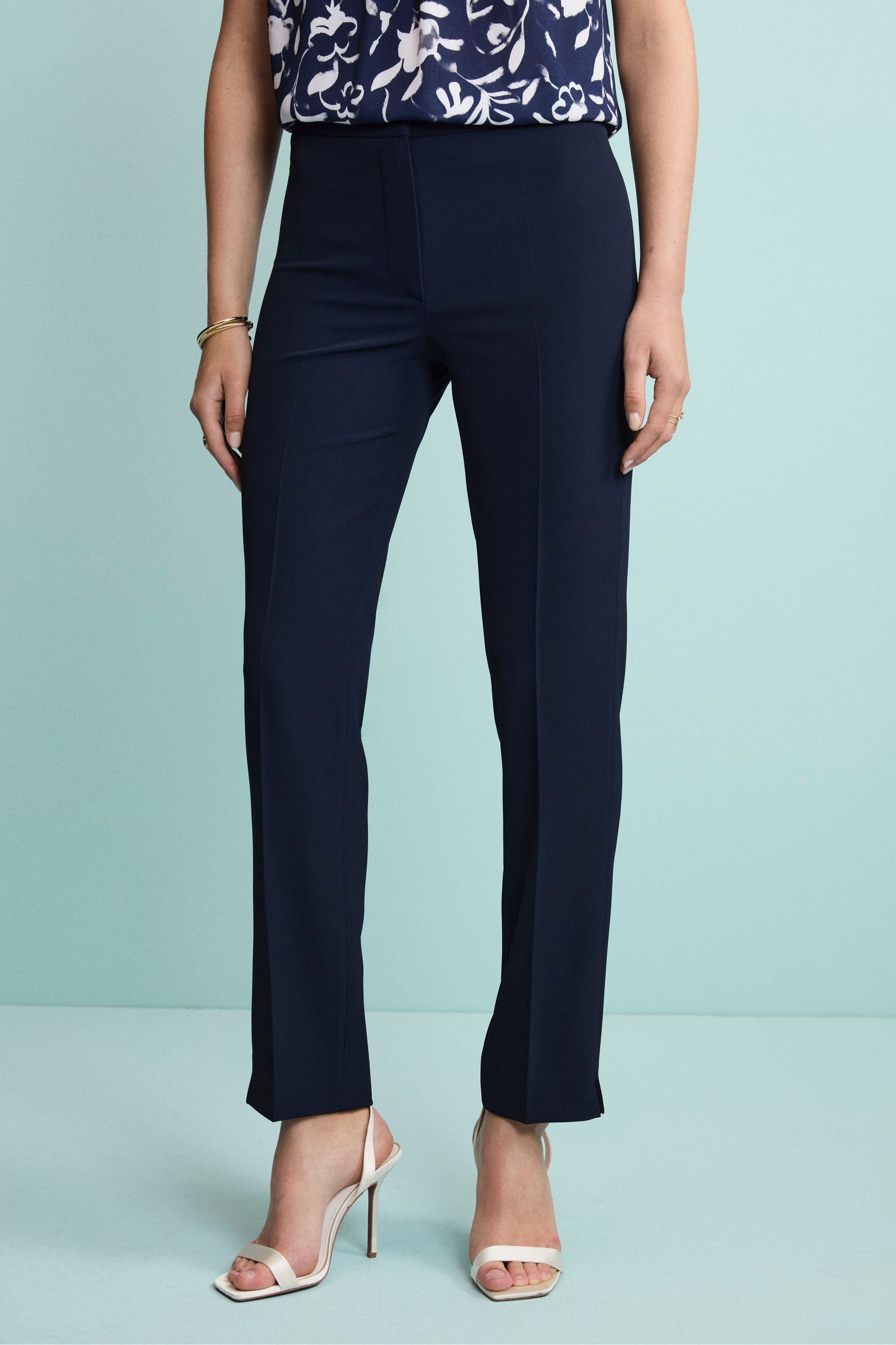 Pantalone Twill a Sigaretta con Spacchi - BLU