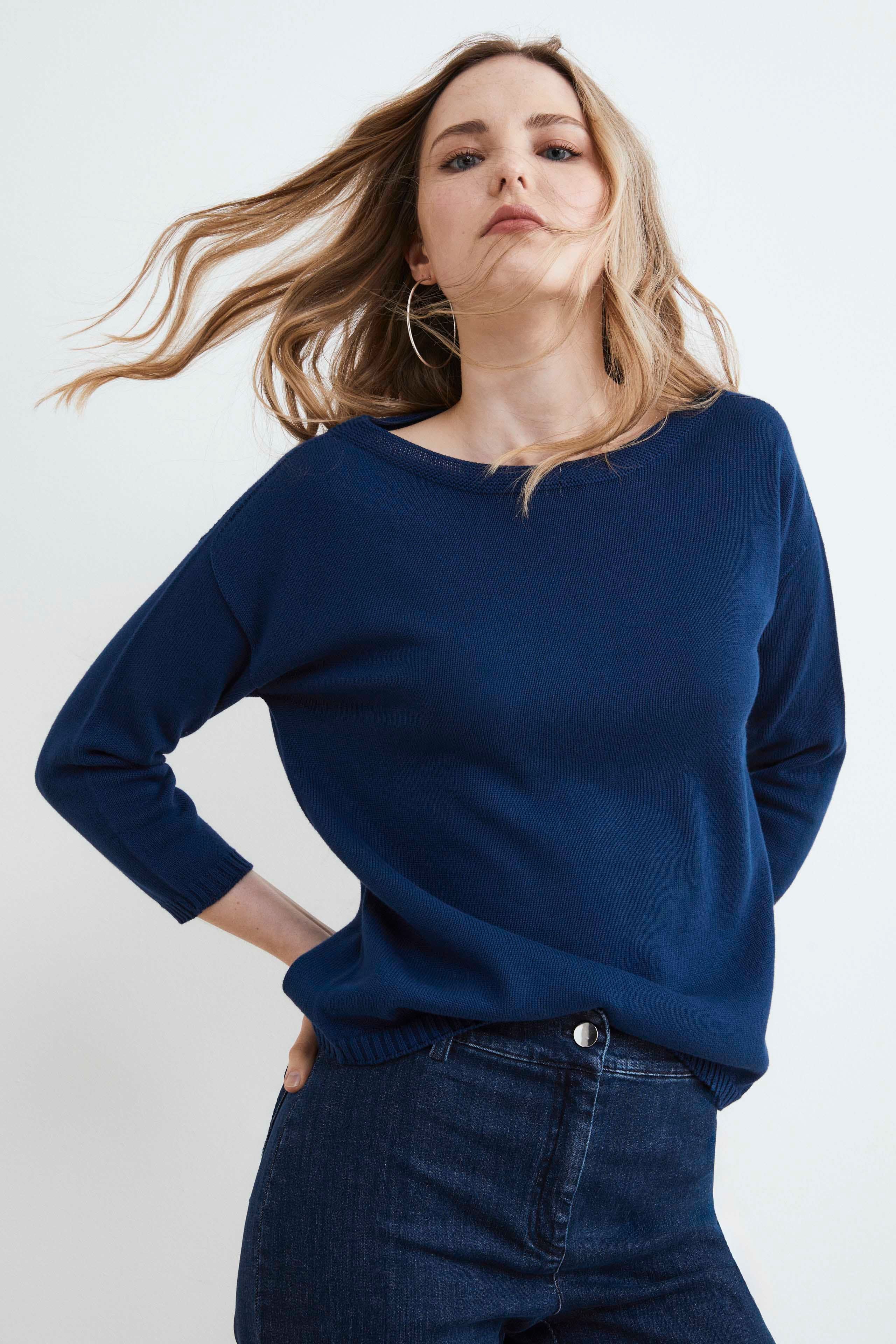 Maglia in cotone colorata - BLU