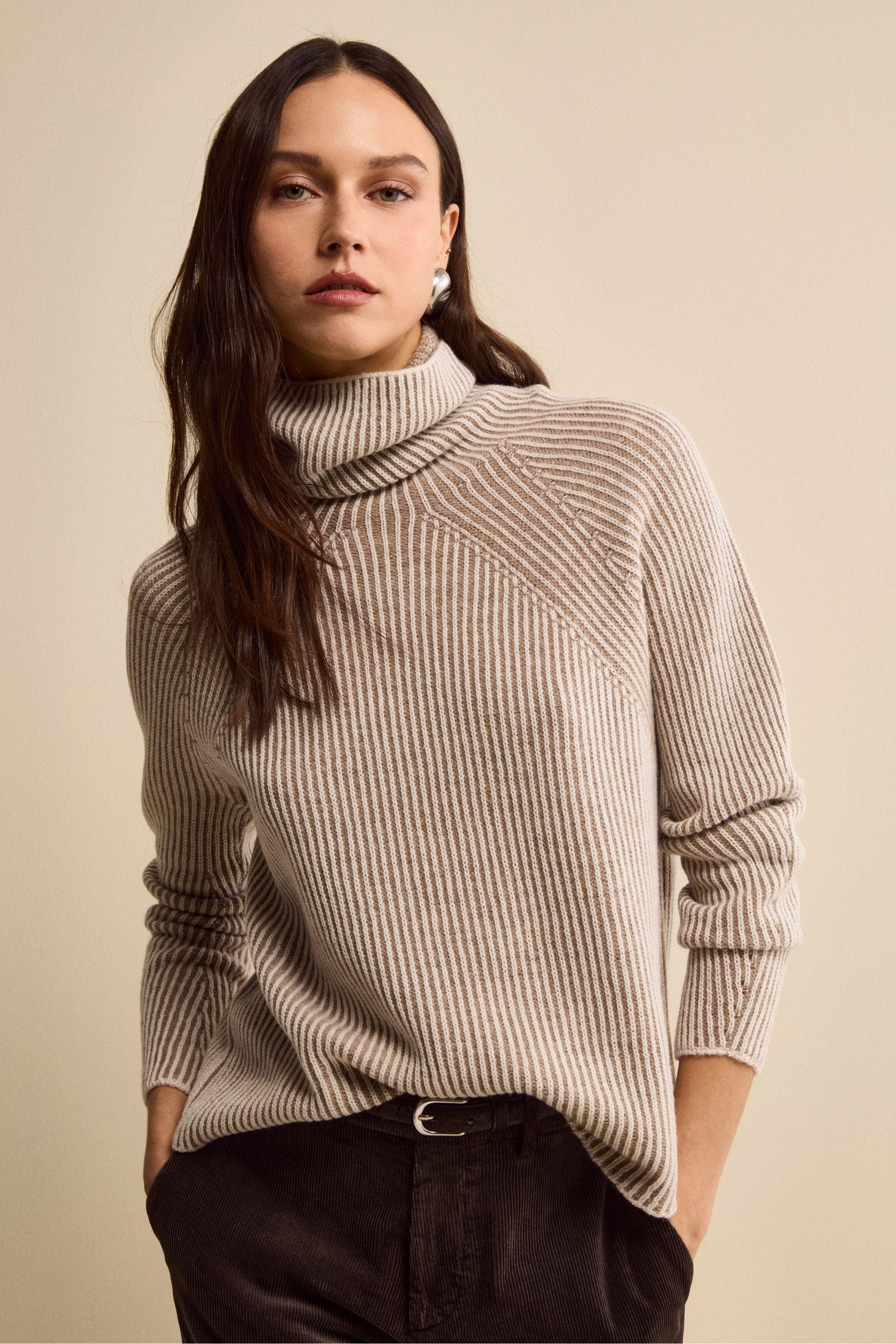 Dolcevita Raglan in Lana Merino a Coste Inglese - FANT. BEIGE