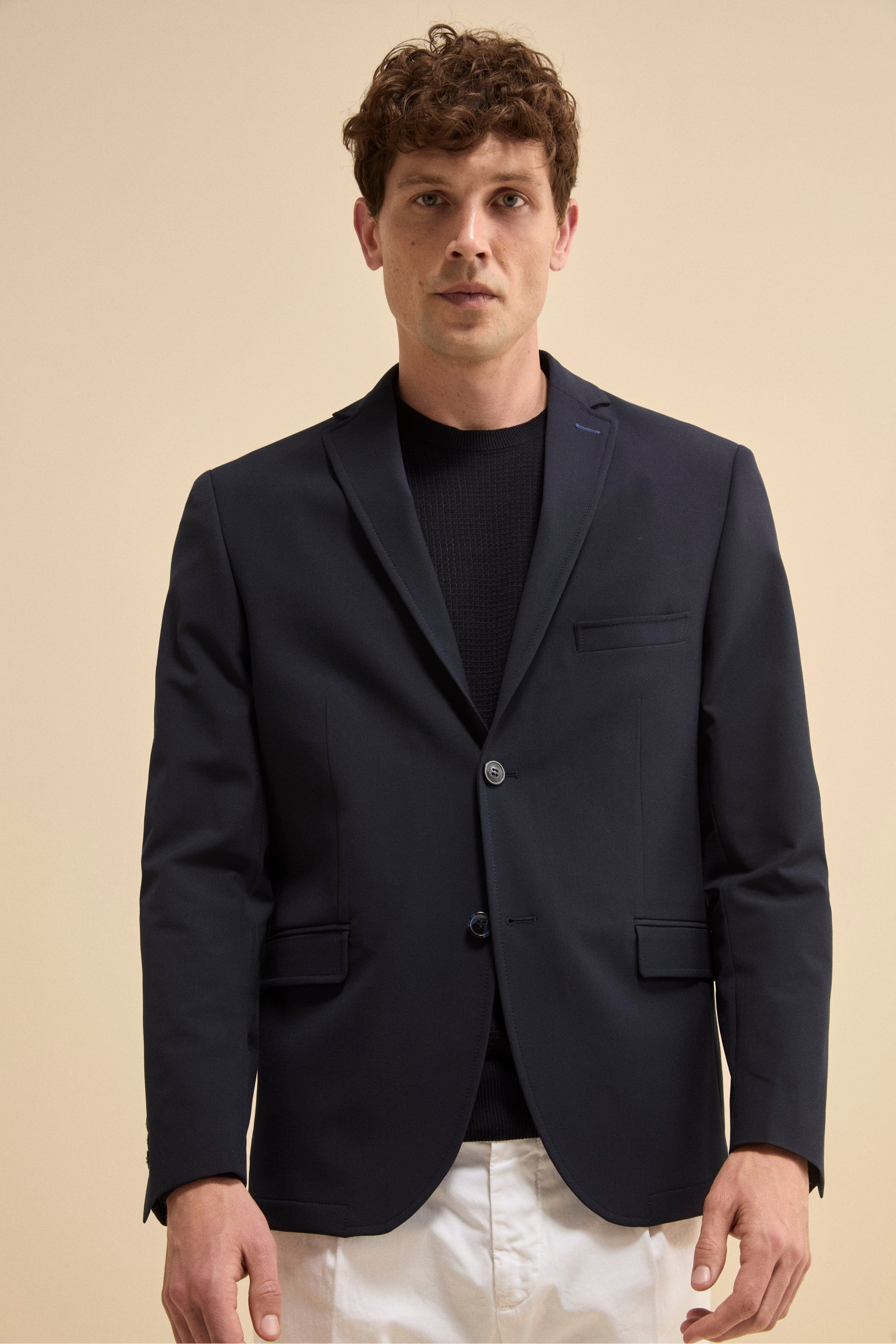 Giacca Travel Monopetto Elasticizzata - BLU