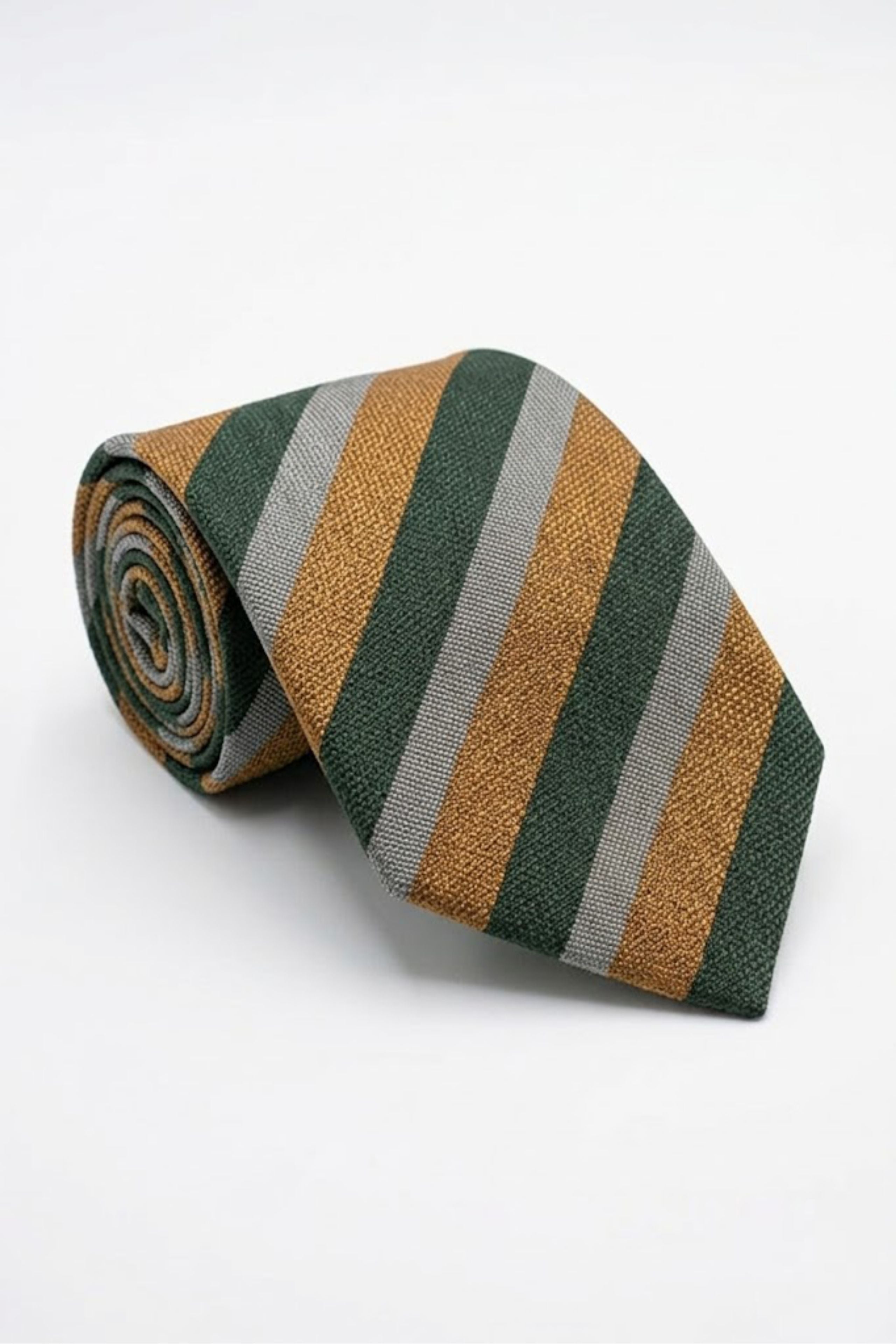 Cravatta in Seta Rigata - RIGATO VERDE/BEIGE