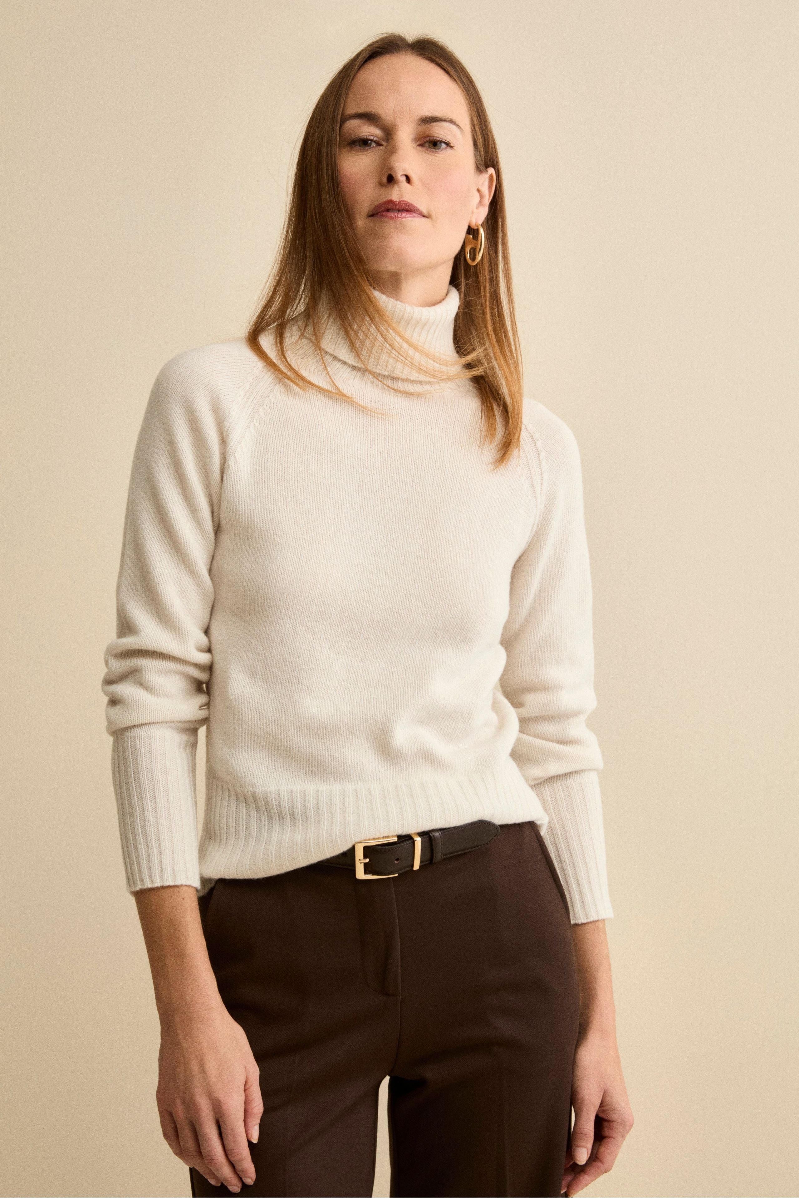 Dolcevita Raglan in Lana e Cashmere con Collo a Coste - BIANCO OTTICO