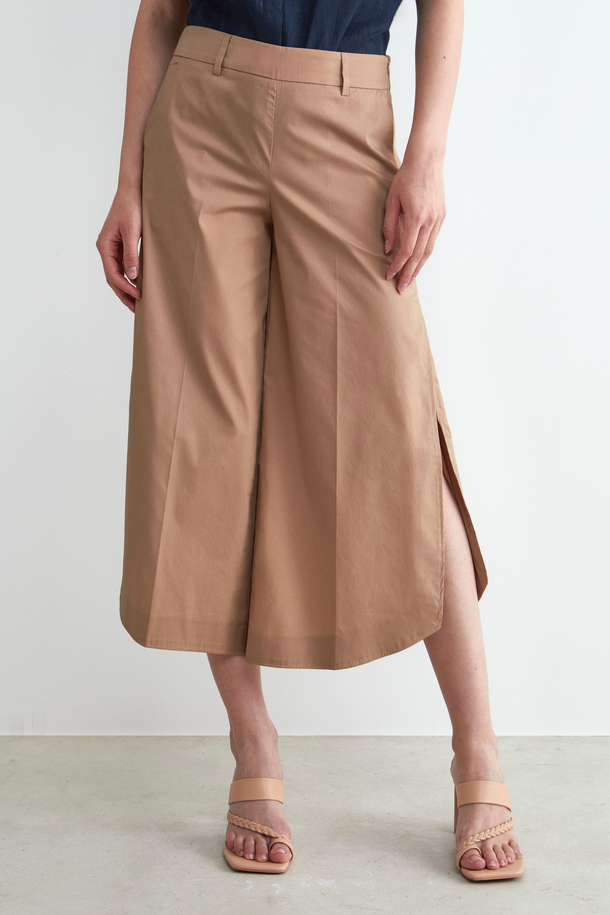 Pantaloni Culotte con Spacchi - KAKI