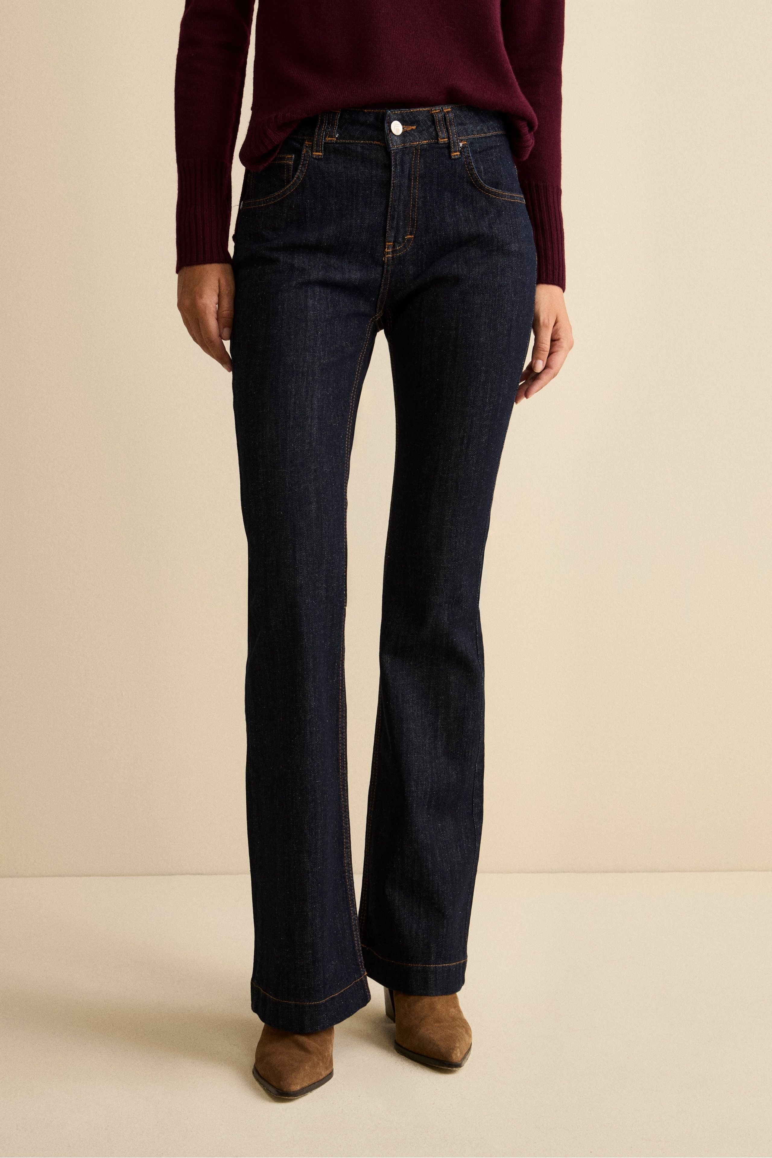 Jeans Mid-Flare Regular Fit in Cotone - DENIM