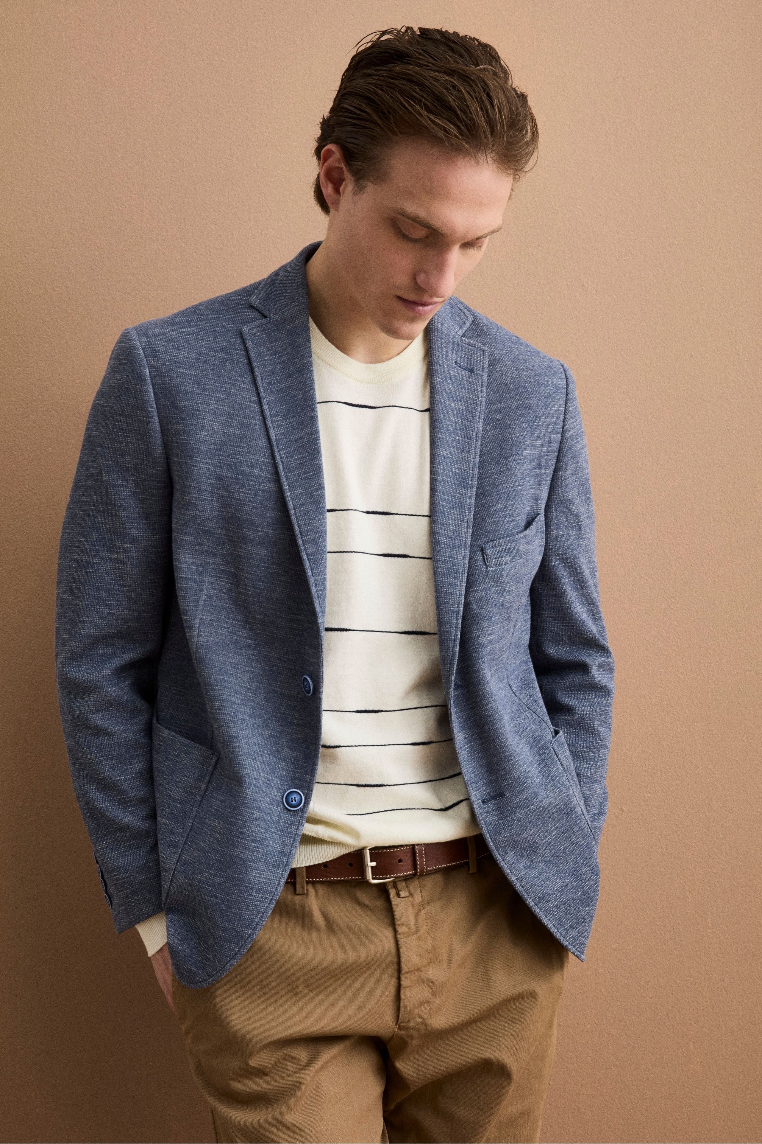 Giacca Semifoderata Comfort Fit in Misto Cotone - BLU