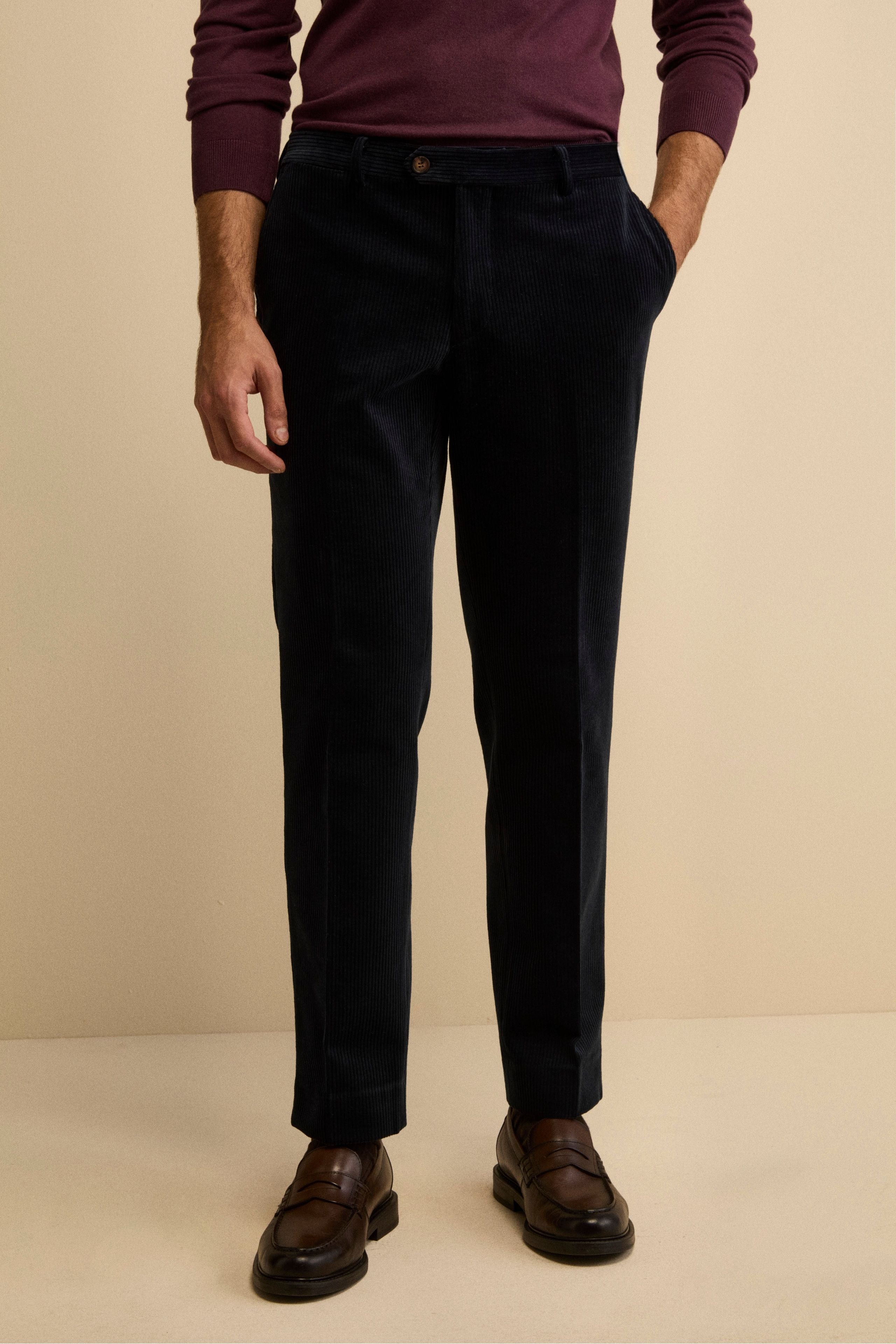 Pantalone Chino in Velluto Comfort Fit - BLU