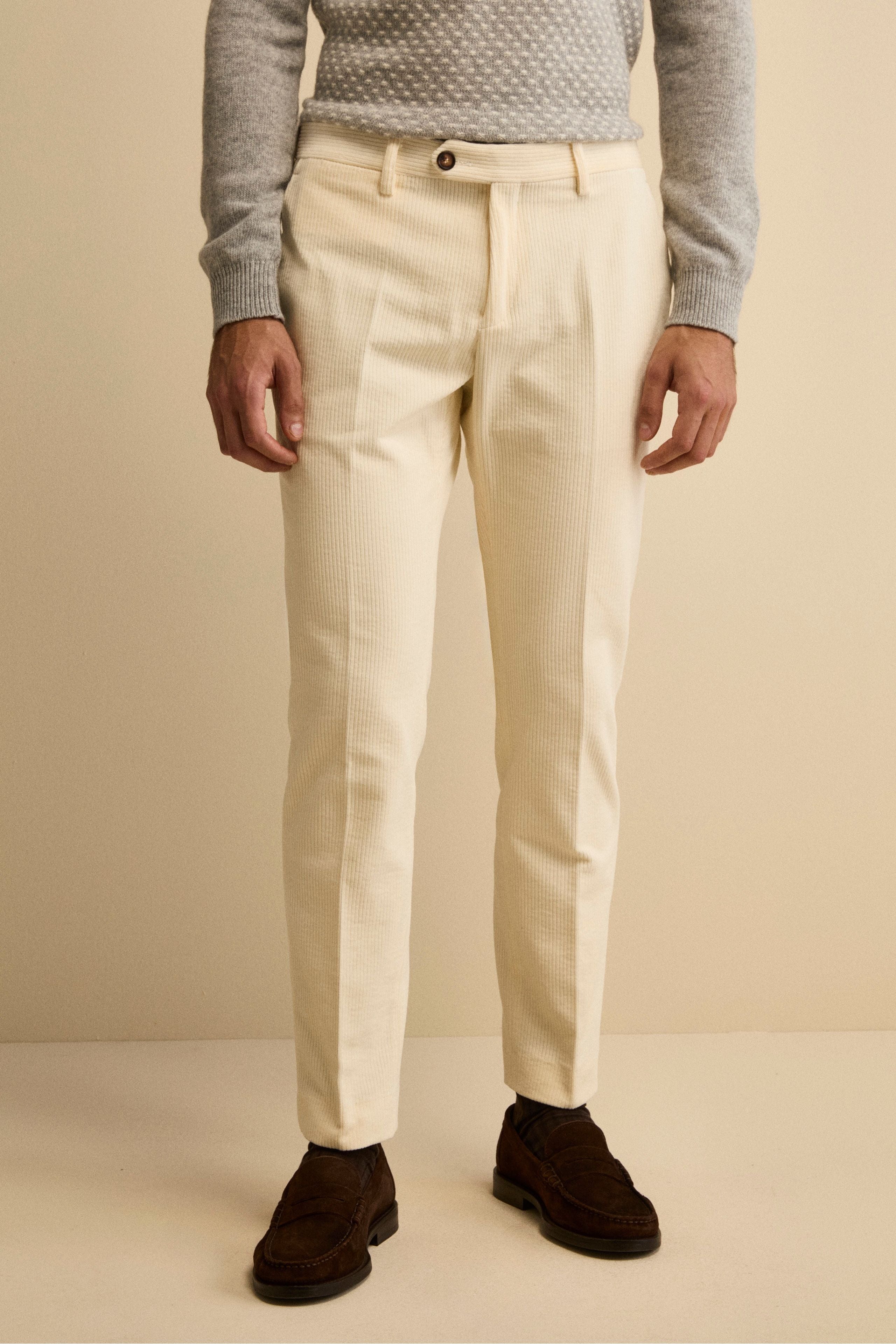 Pantalone in Velluto Regular Fit - BIANCO