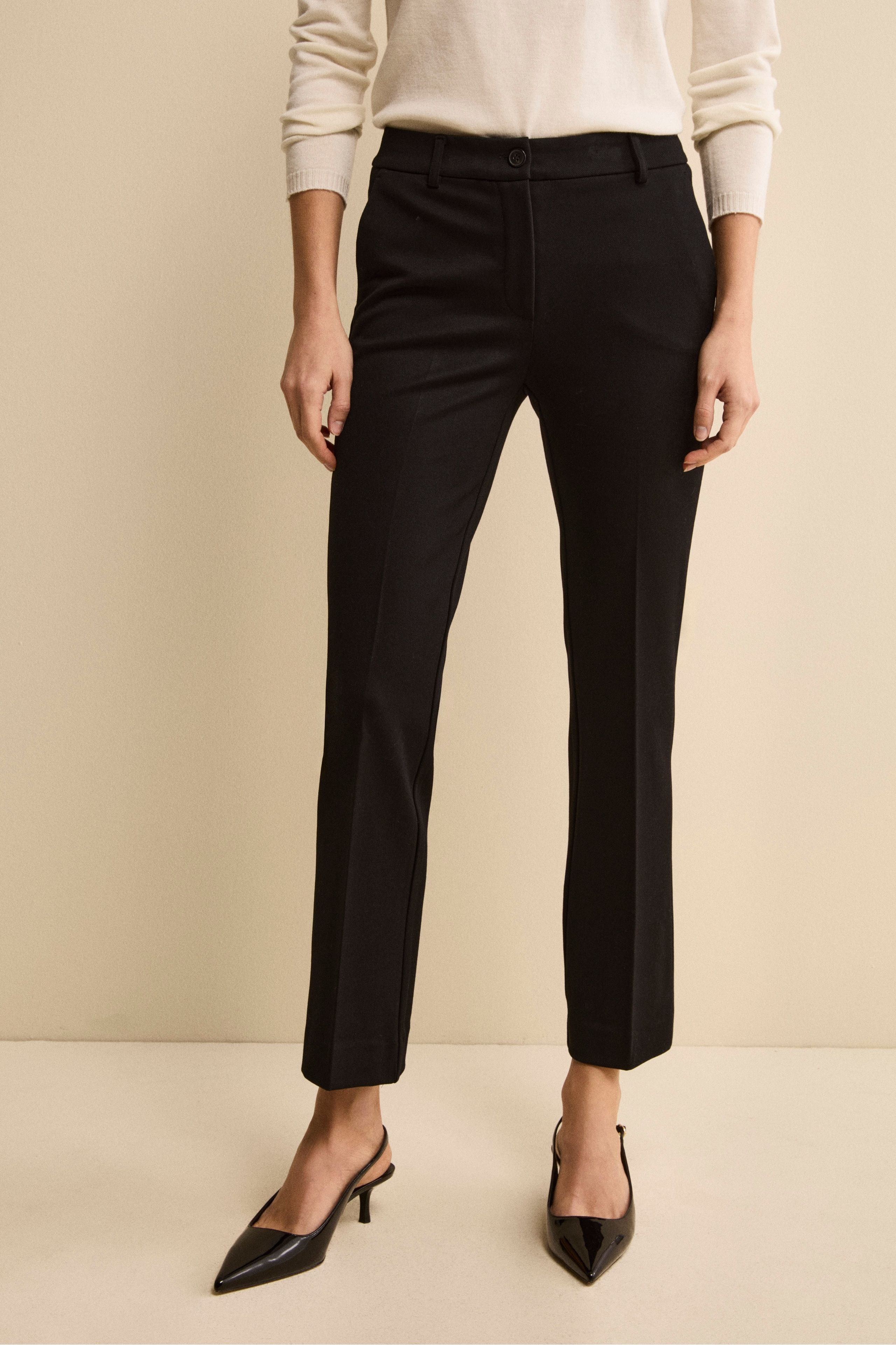 Pantalone Mid Flare in Tricotina - NERO