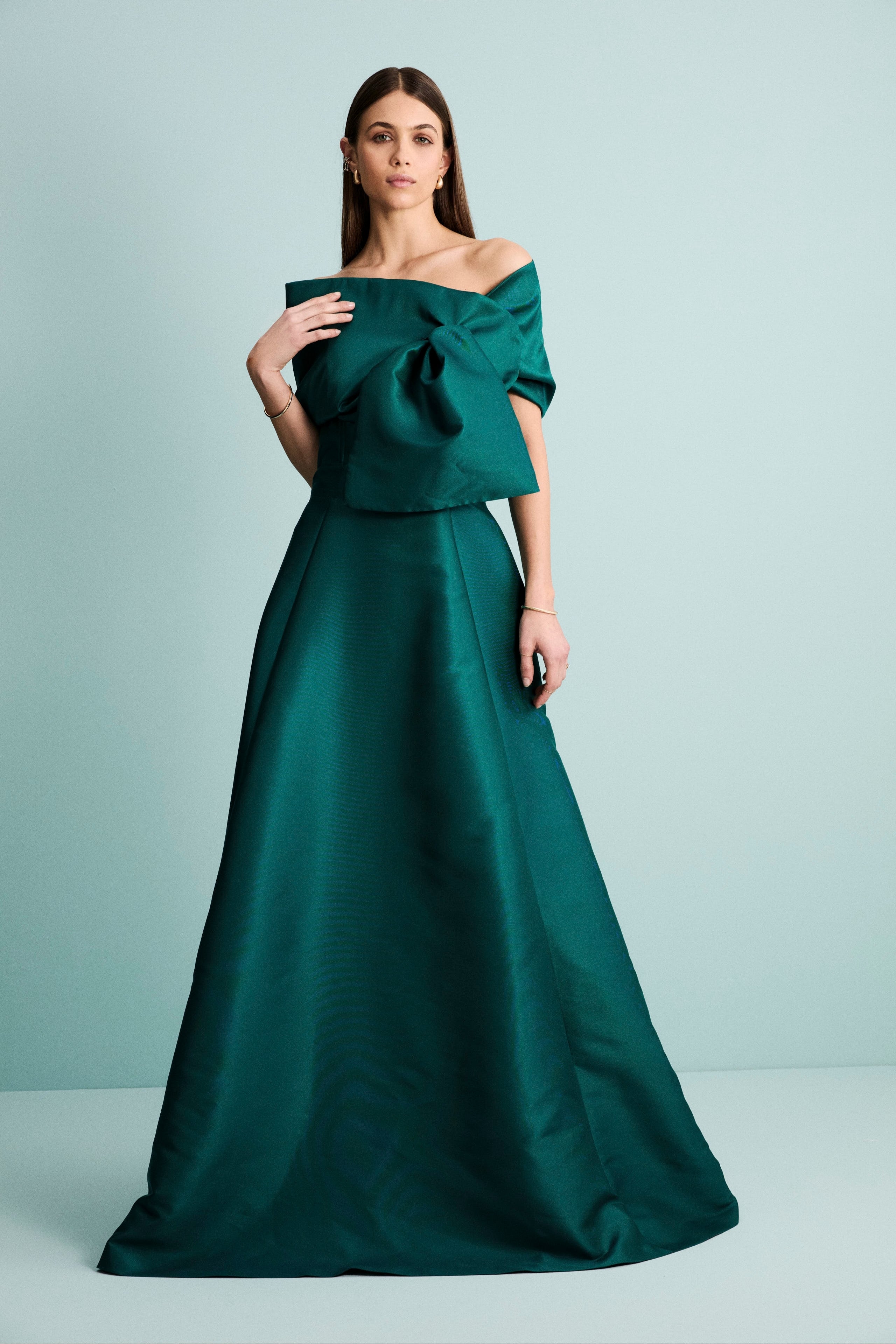 Abito Mikado Lungo da Cerimonia - PETROLIO