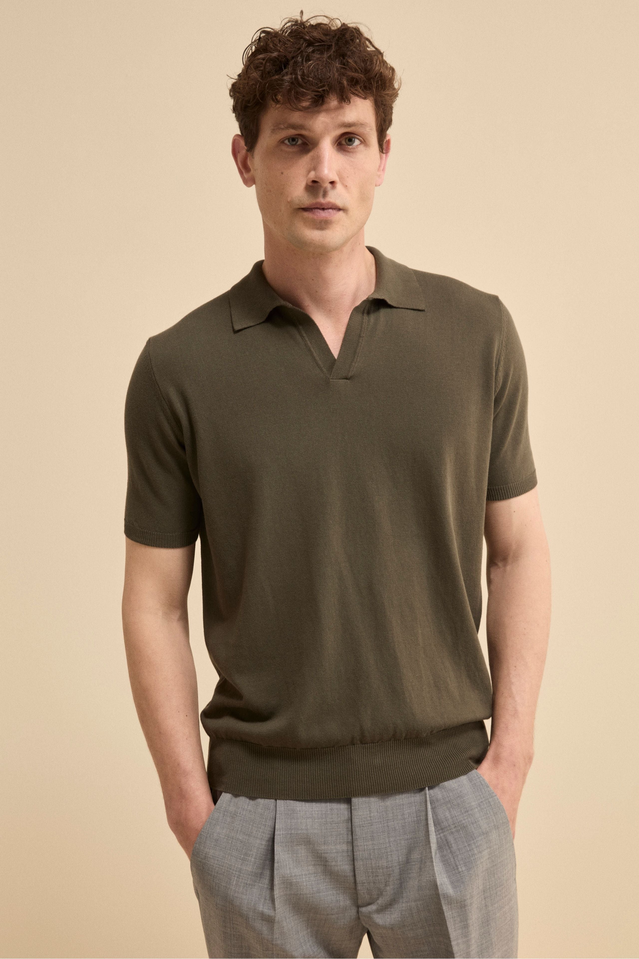 Polo in Maglia di Cotone Crêpe - VERDONE