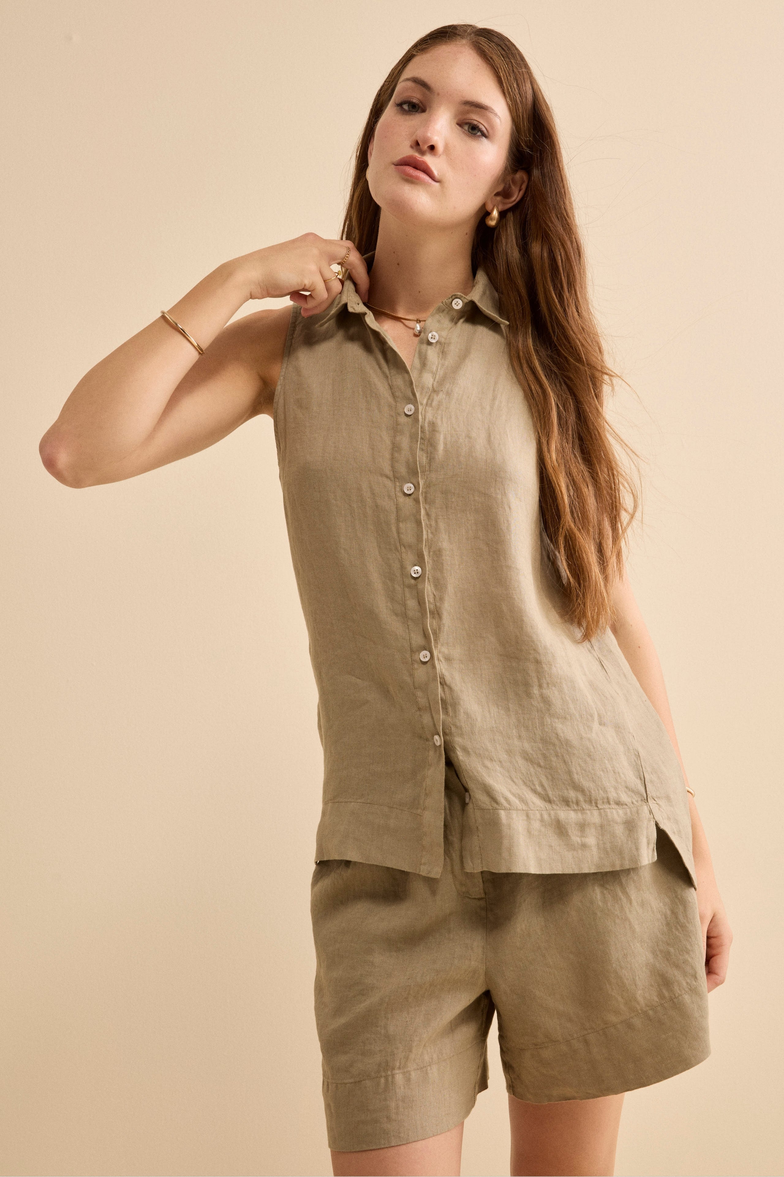 Camicia Over Smanicata in Lino - TORTORA