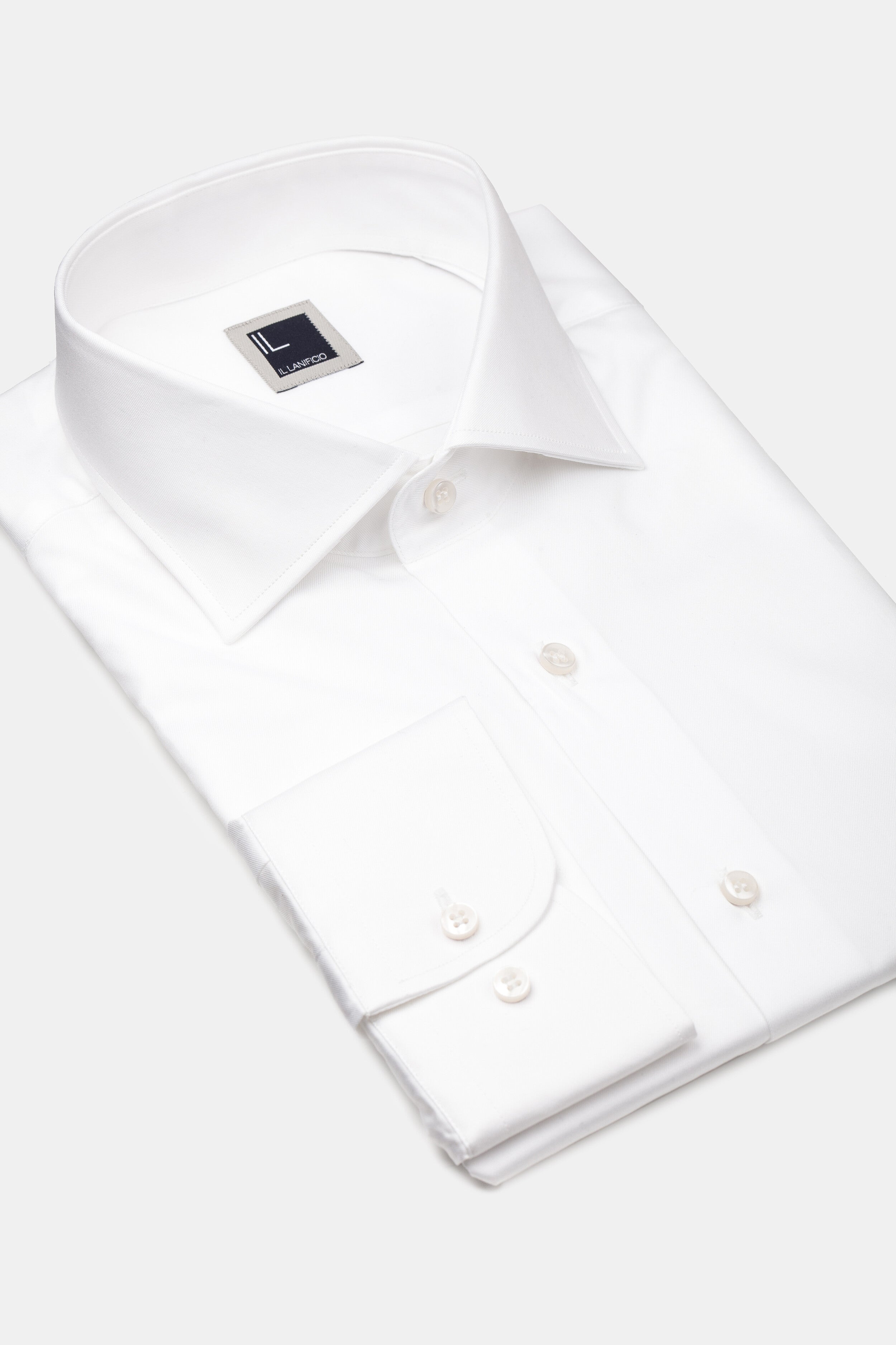 Camicia twill collo francese - BIANCO