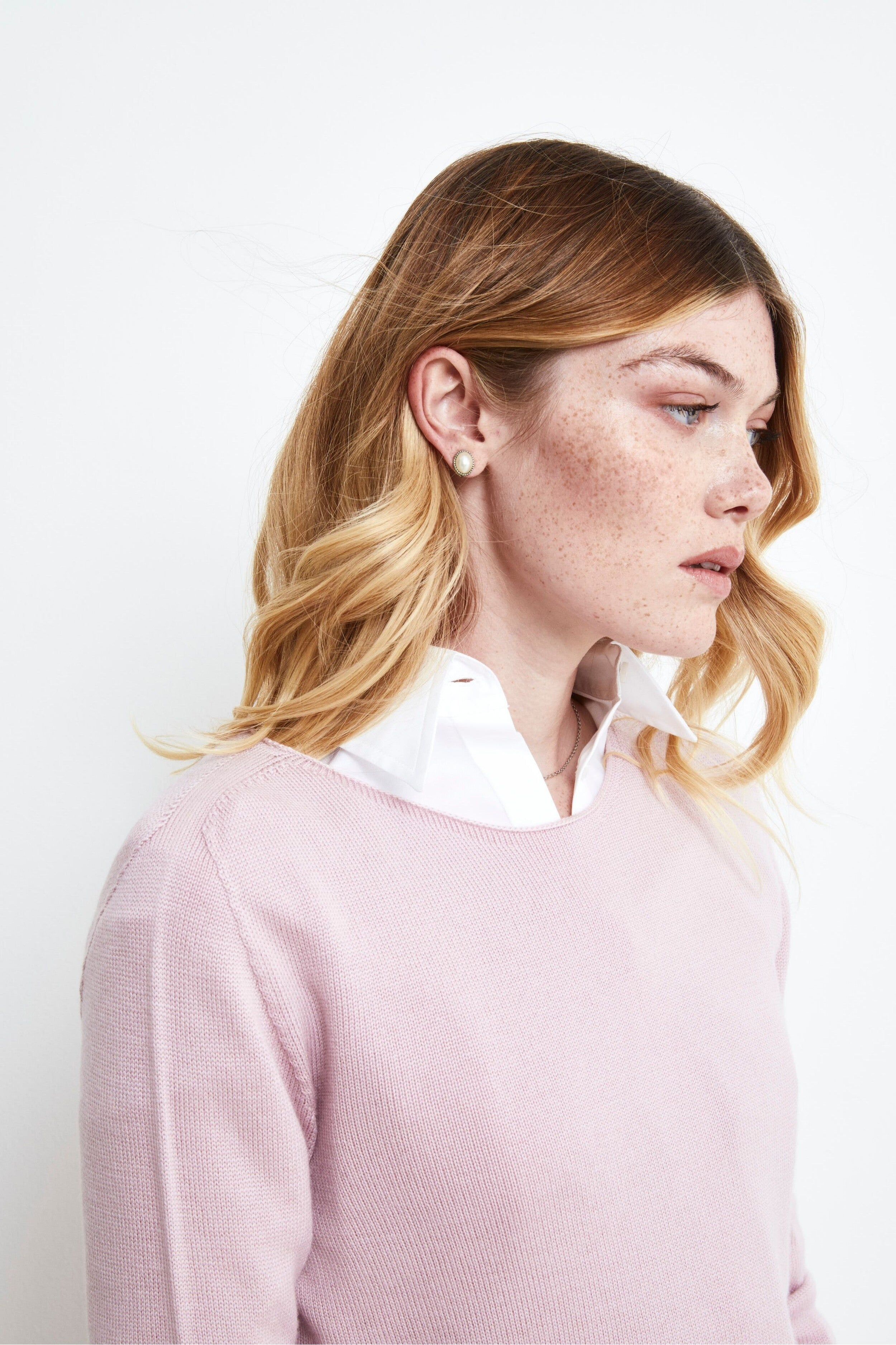 Pullover classico in lana merino - ROSA CARNE