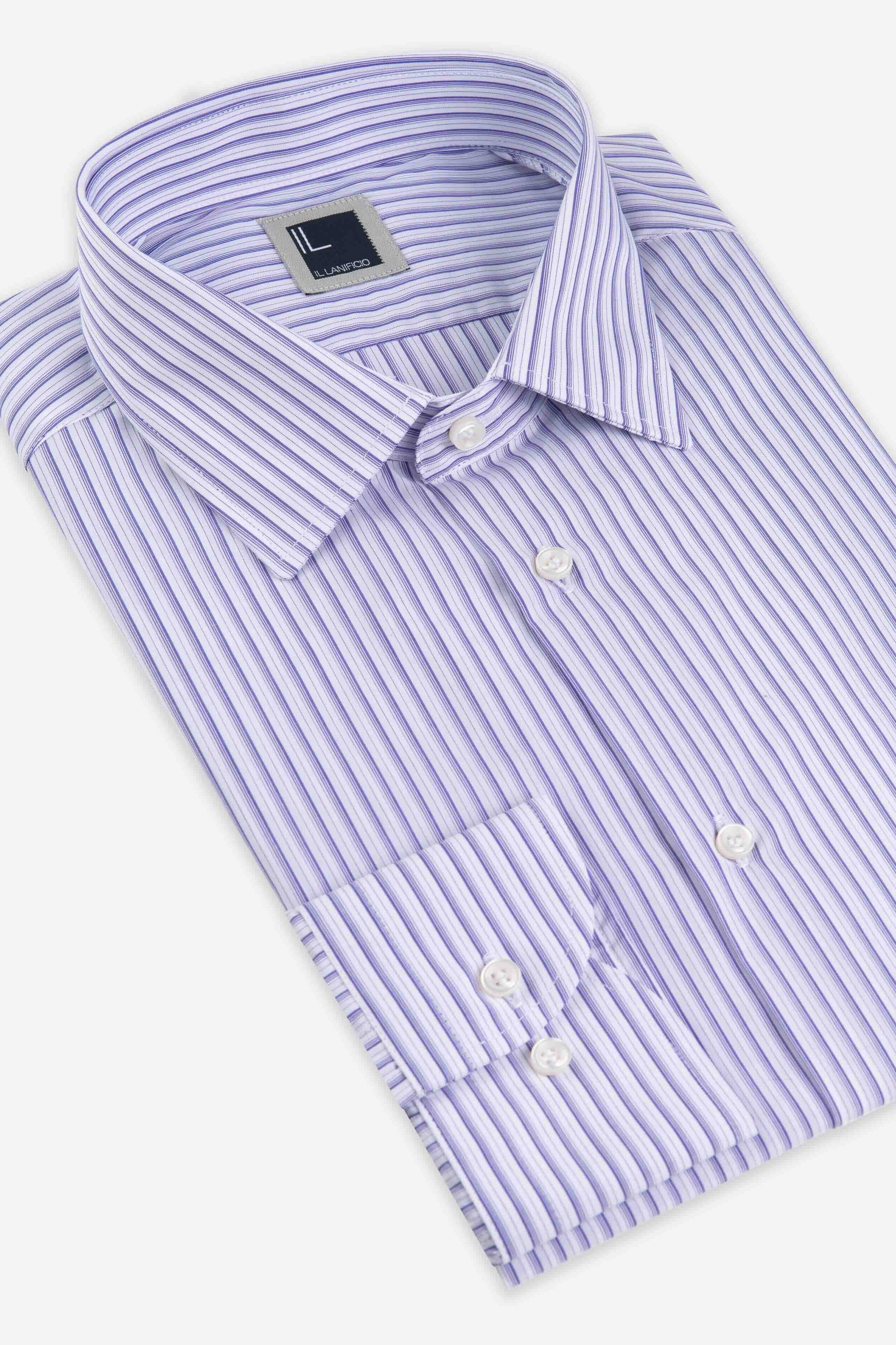 Camicia rigata in cotone - VIOLA RIGATO