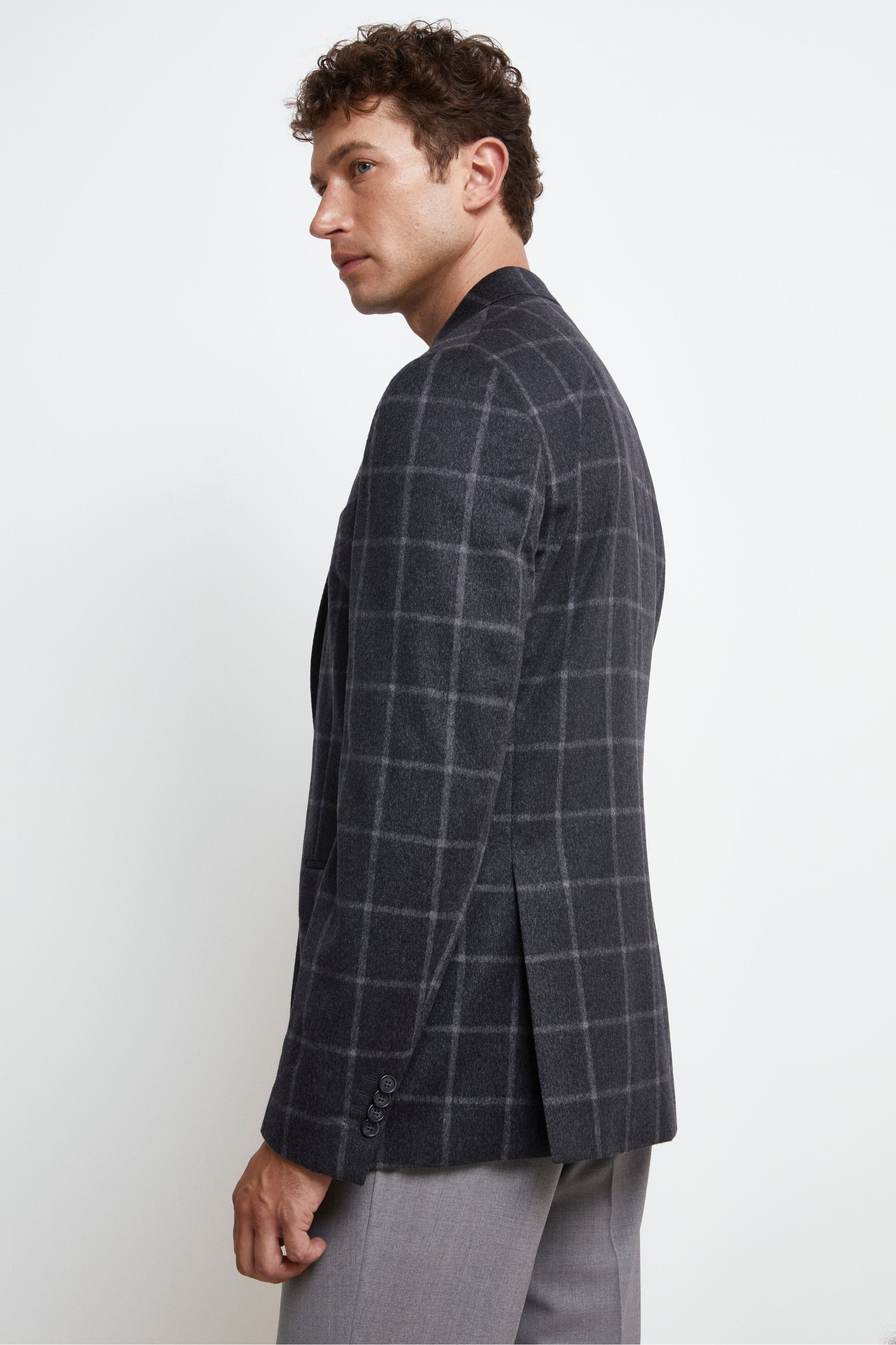 Giacca Check in Cashmere - GRIGIO QUADRI