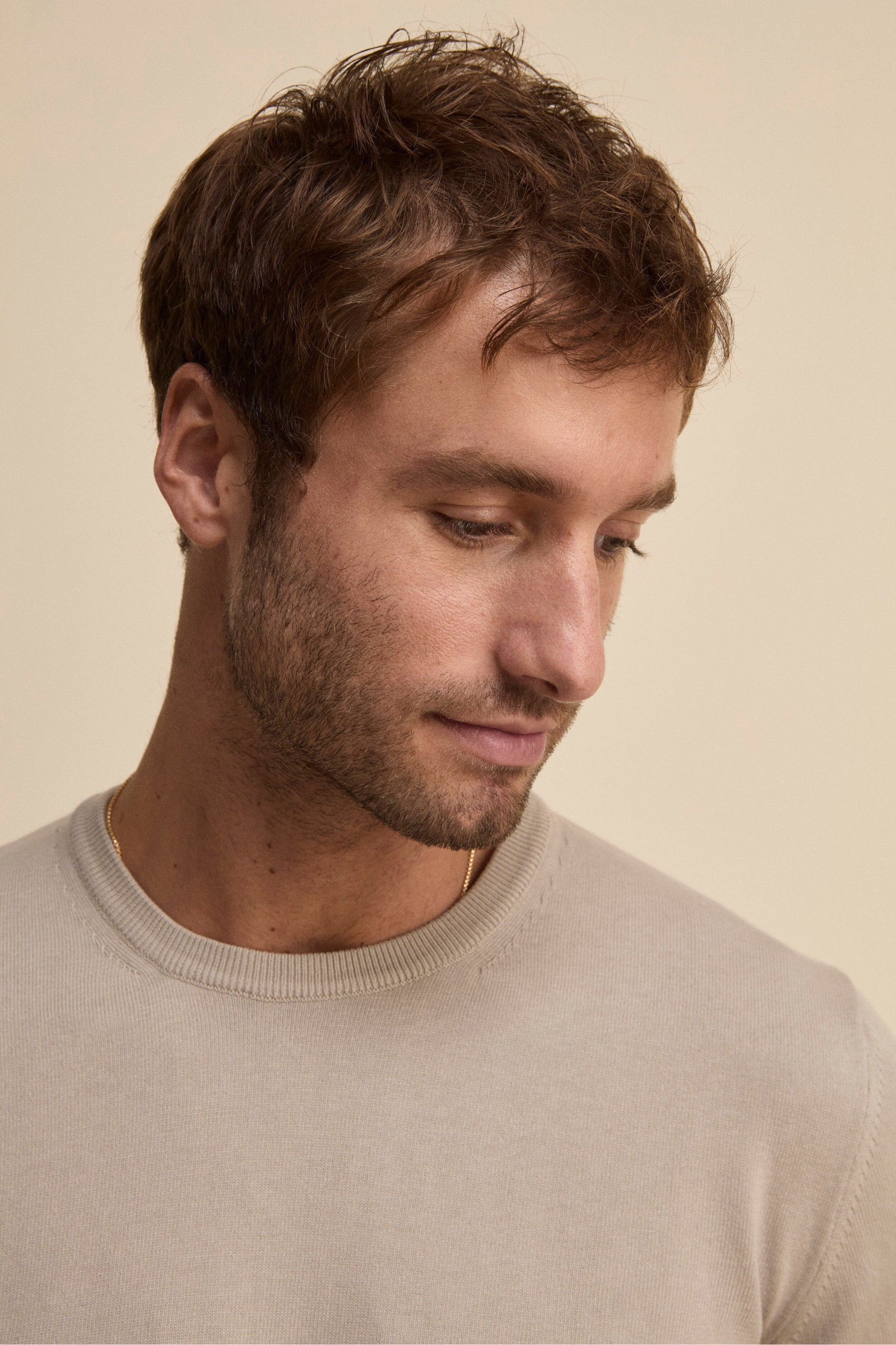 Maglia girocollo in cotone - SABBIA