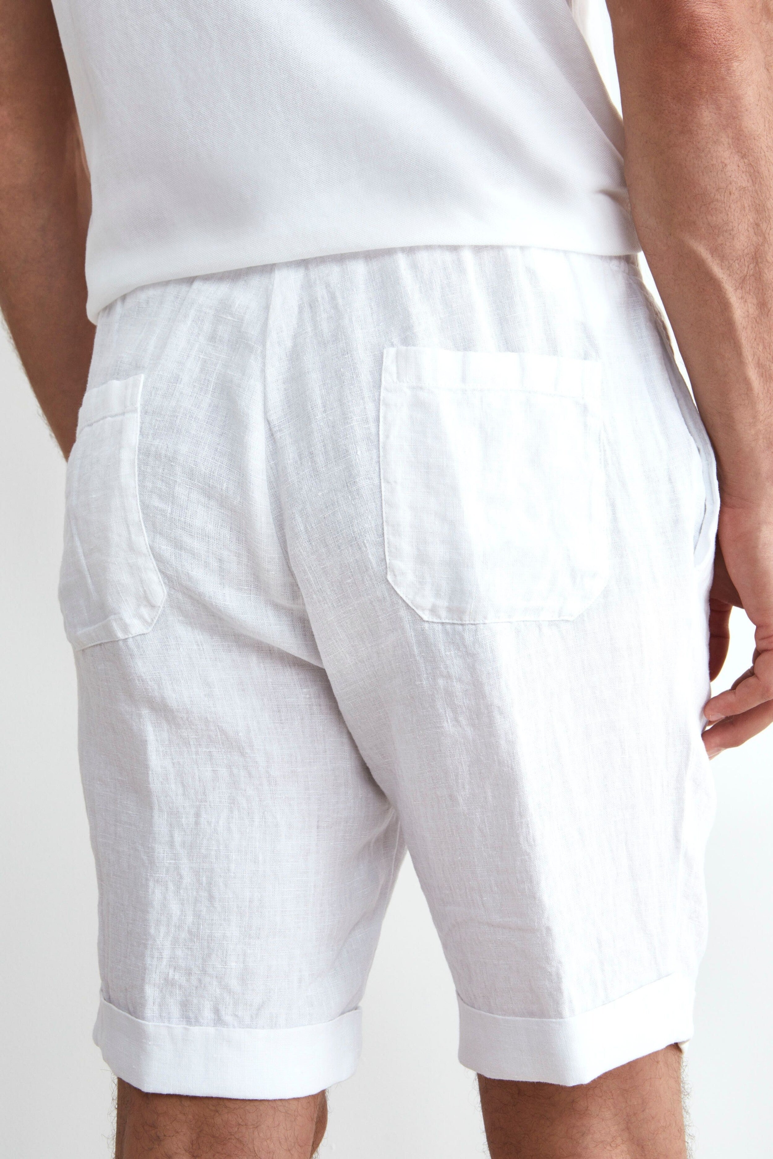 Bermuda Coulisse in Lino - BIANCO