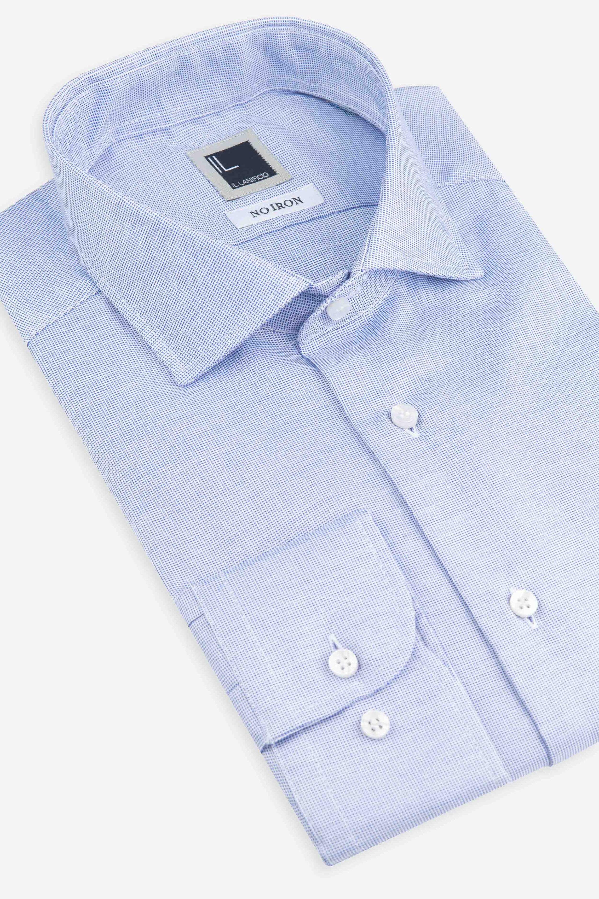 Camicia slim microfantasia non iron - FANT. BLU