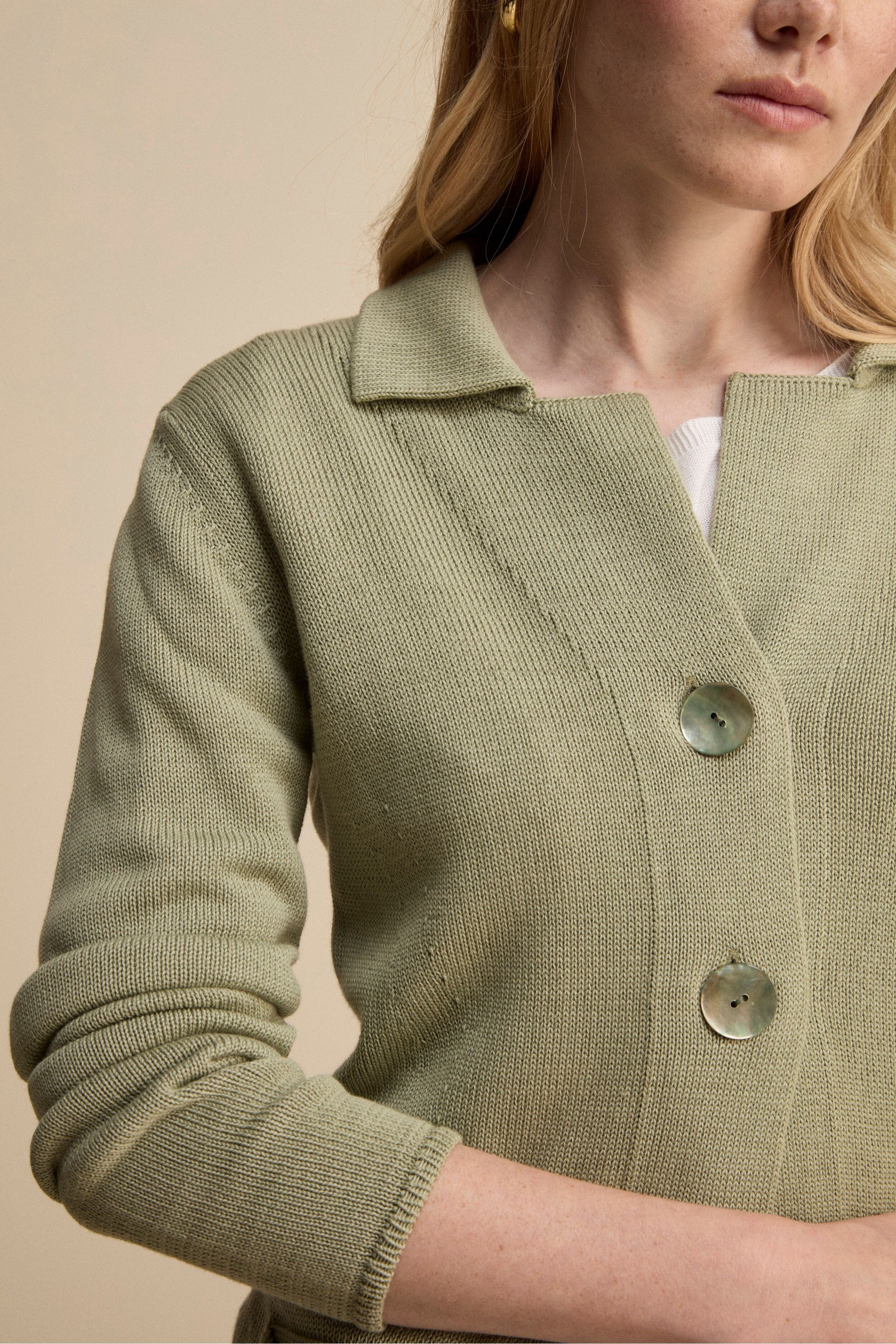 Cardigan in Cotone con Bottoni - SALVIA