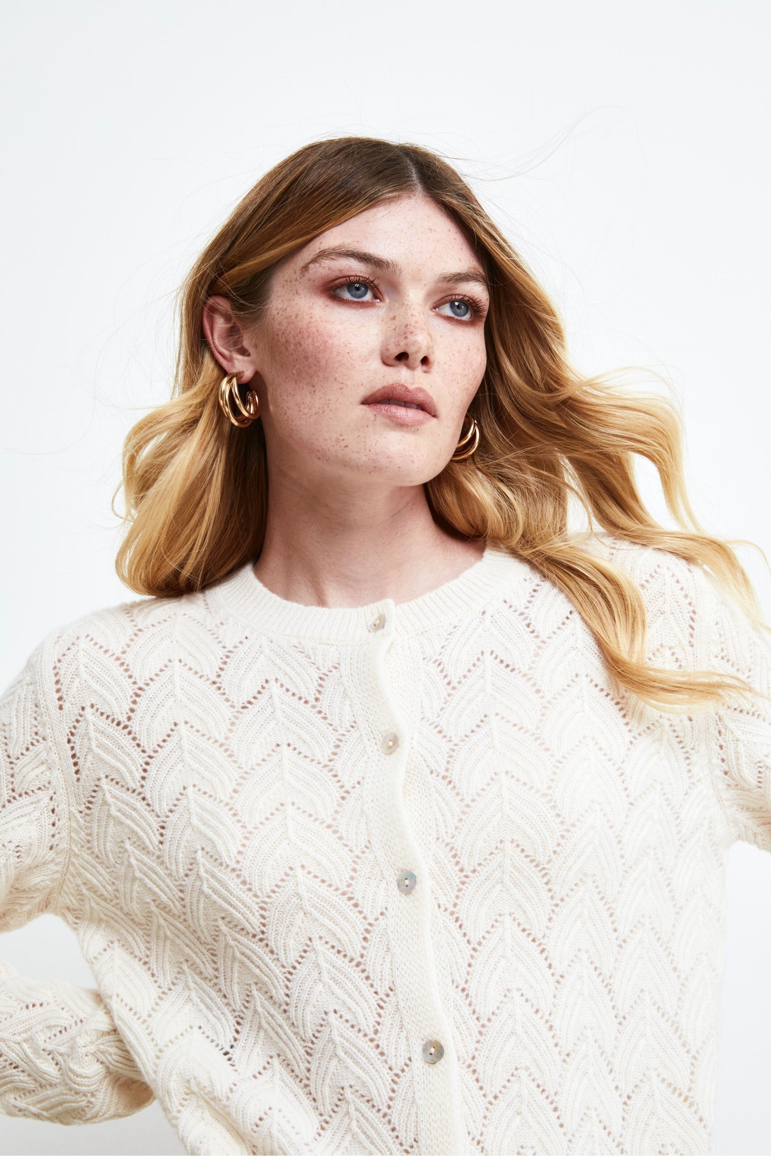 Cardigan Traforato in lana e cashmere - LATTE