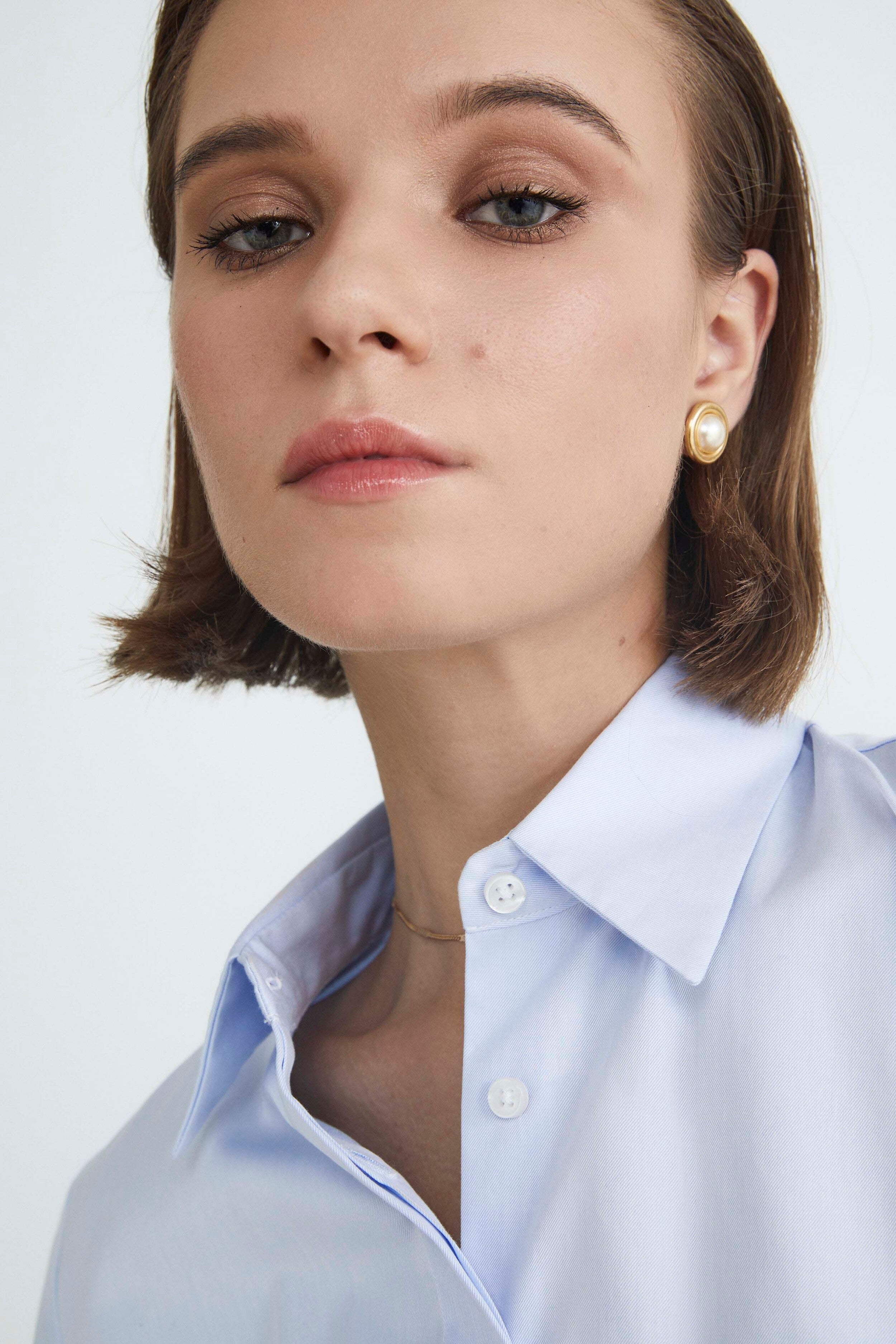 Camicia slim in cotone - AZZURRO