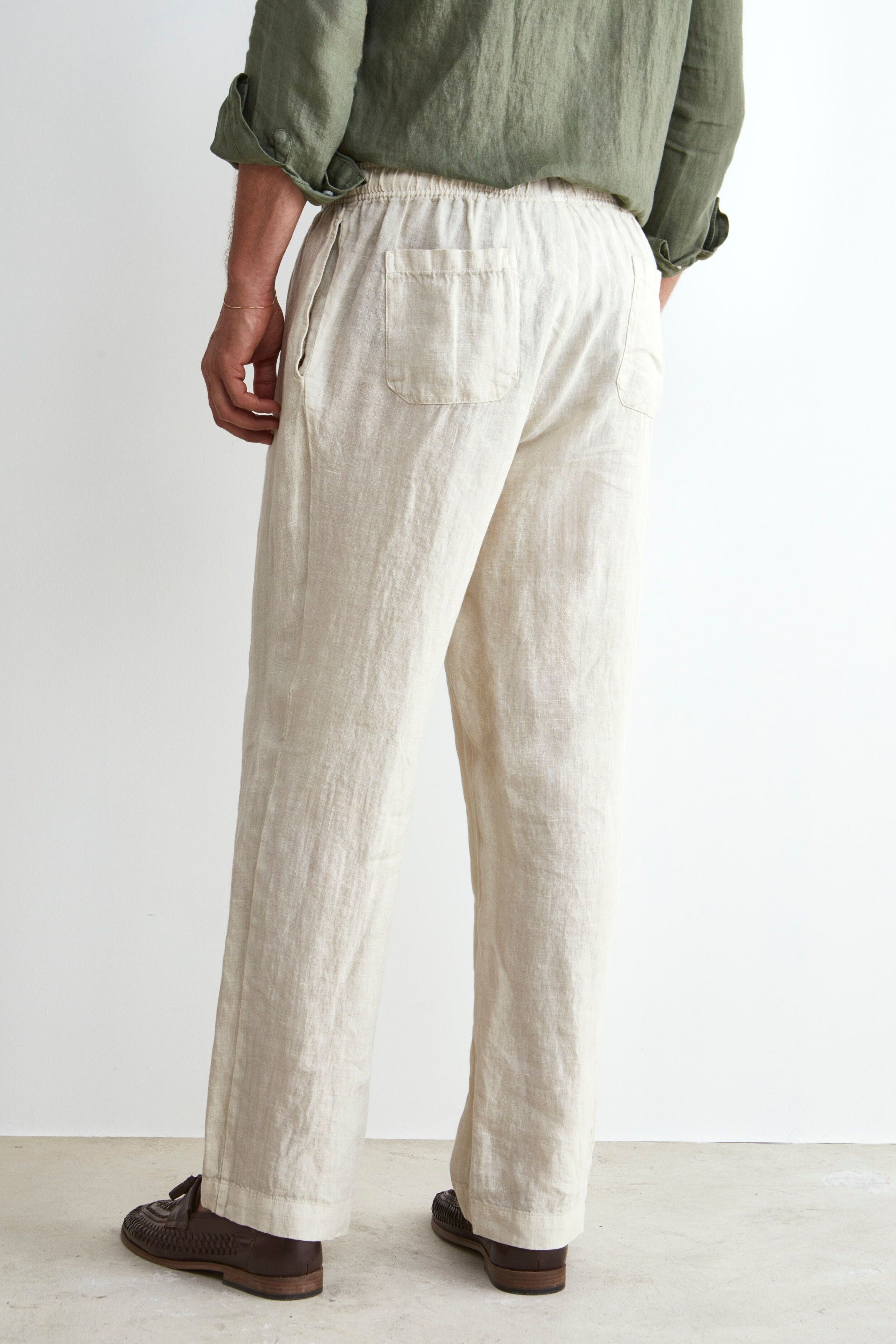 Pantalone in Lino con Coulisse - BEIGE
