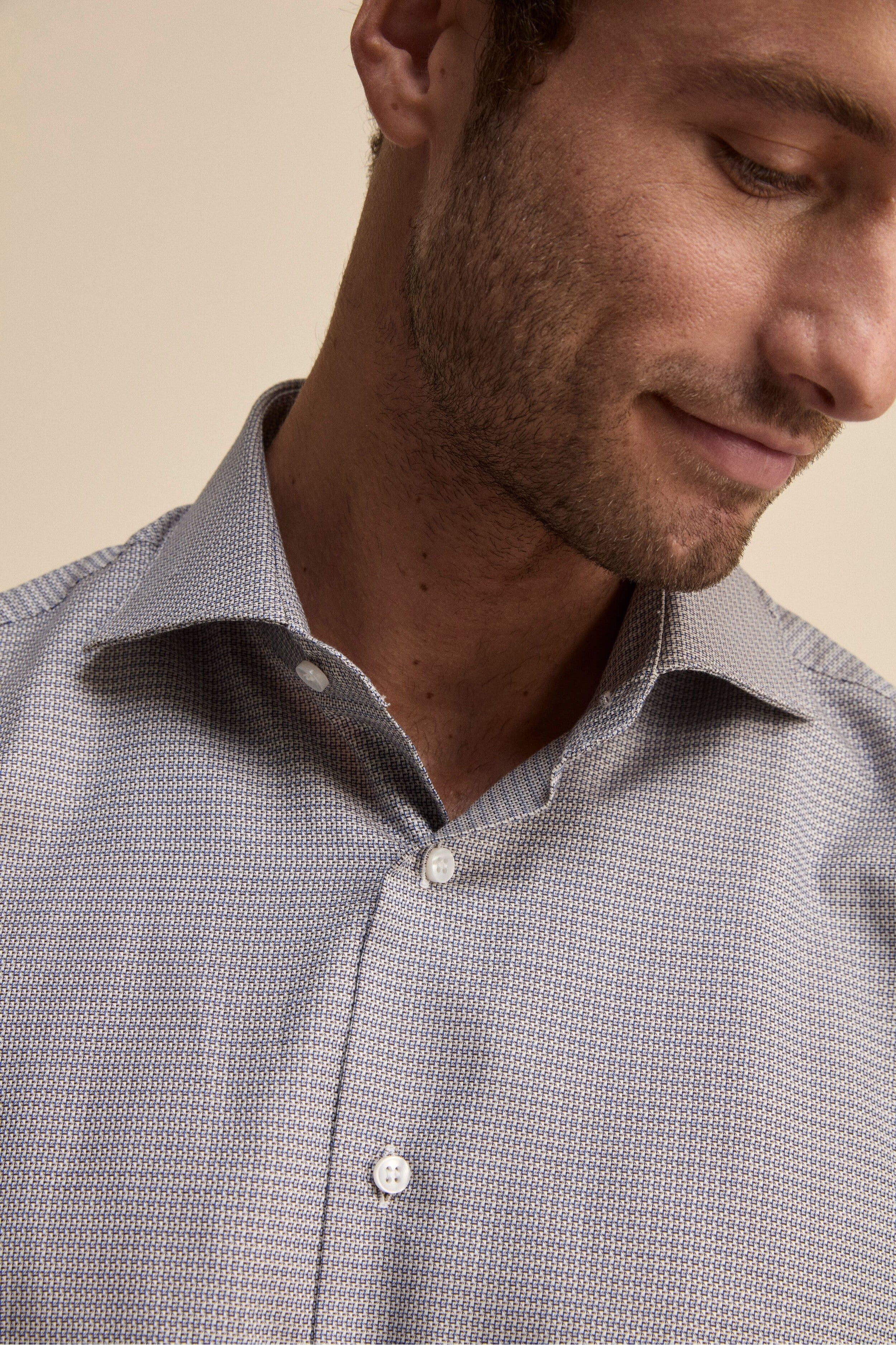 Camicia Collo Francese in Cotone Regual Fit - FANT. BLU/BORDEAUX