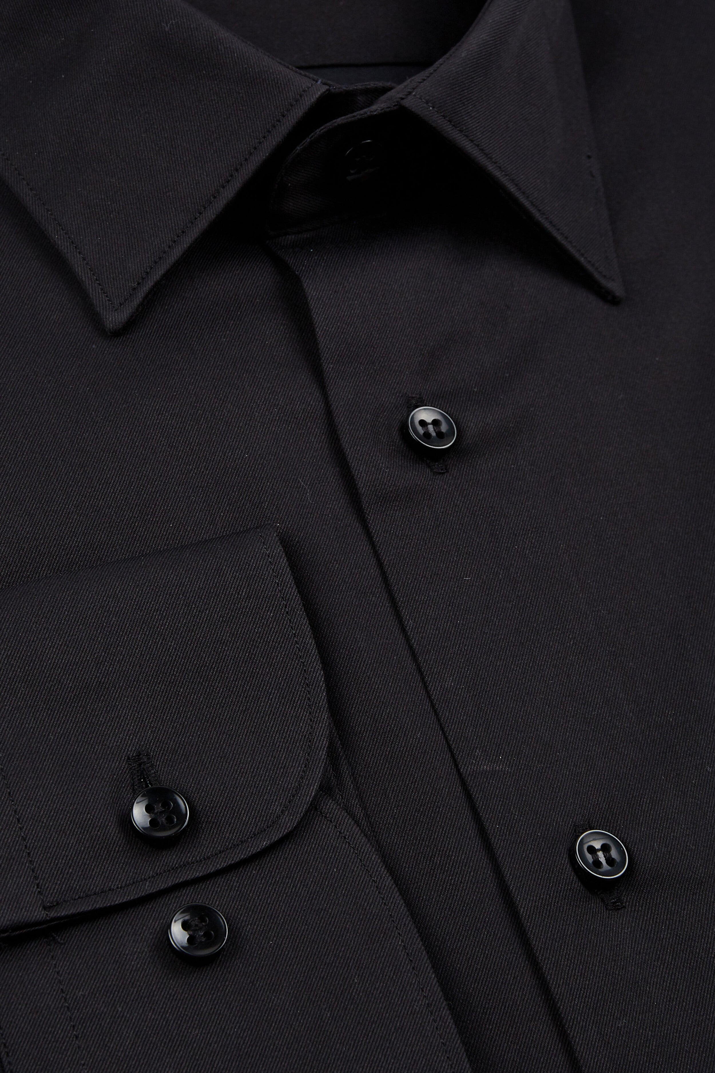 Camicia twill collo classico - NERO