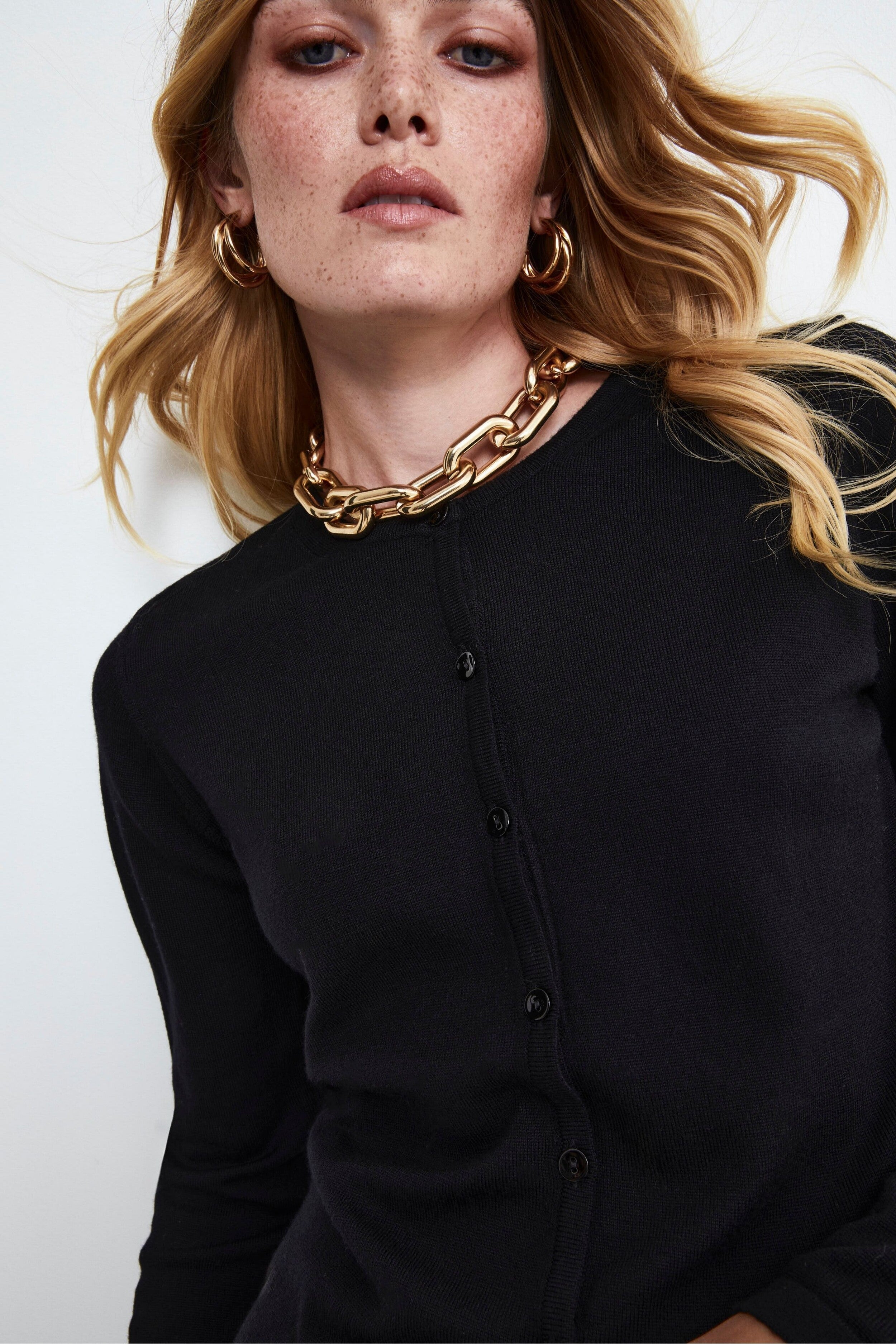 Cardigan Slim in lana merino - NERO