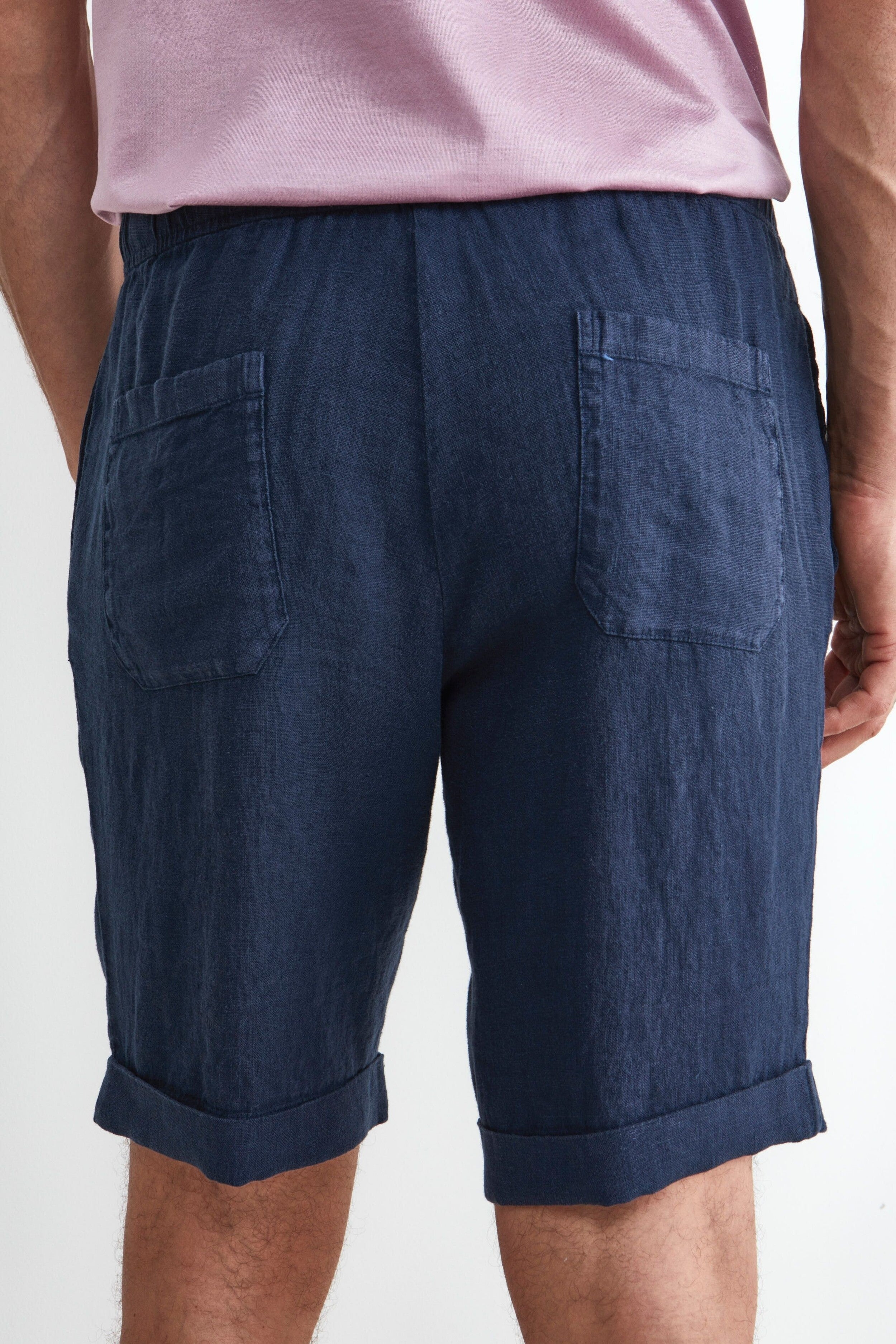 Bermuda Coulisse in Lino - BLU NOTTE