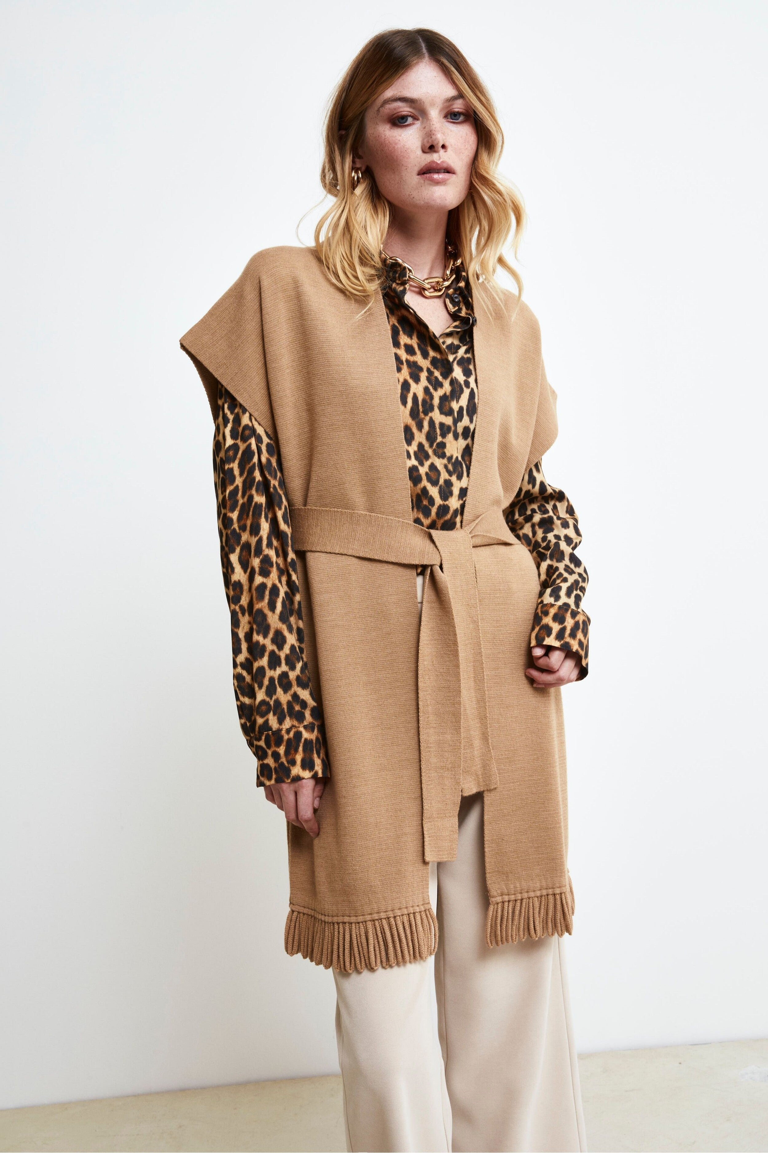 Gilet con frange - CAMMELLO