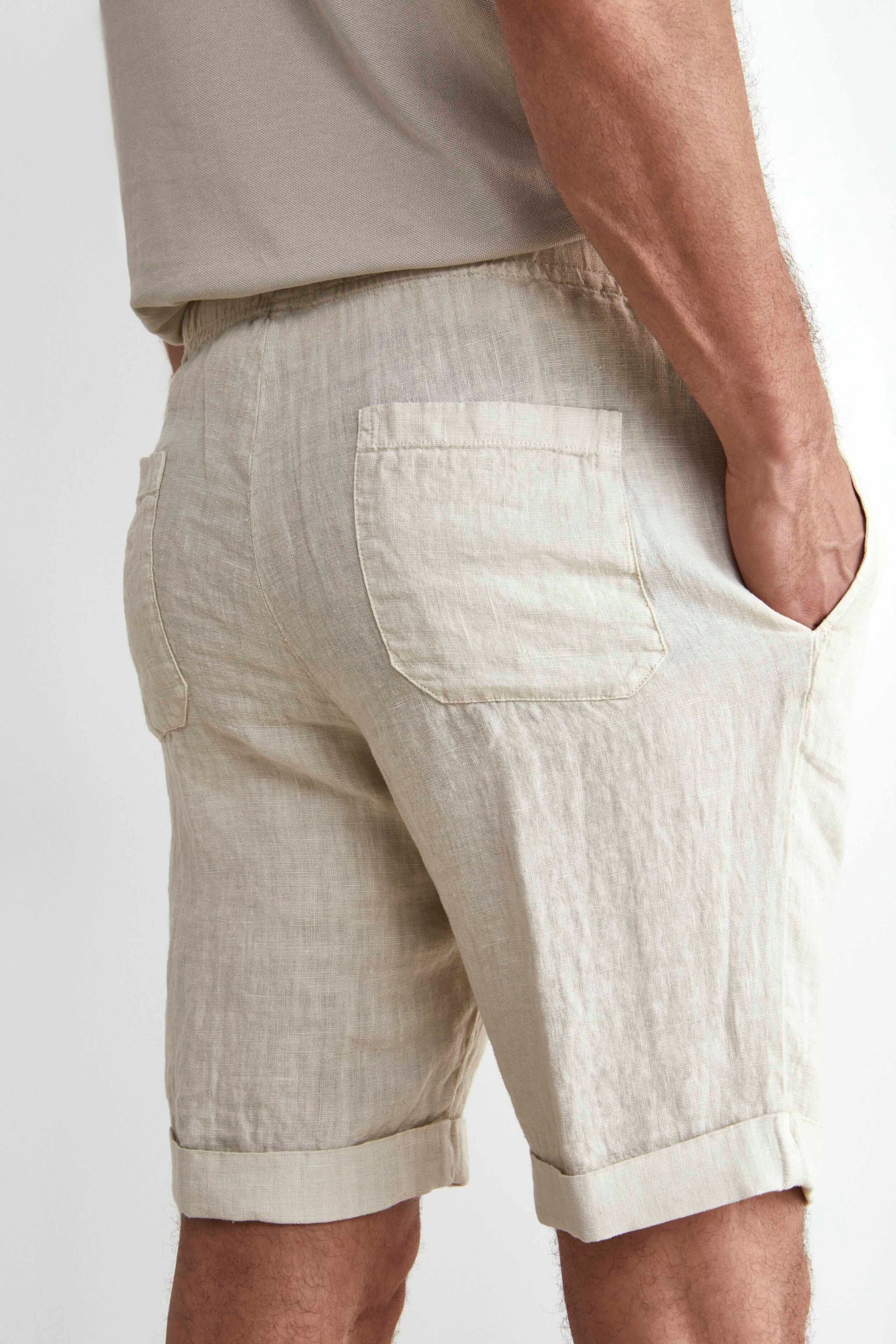 Bermuda Coulisse in Lino - BEIGE
