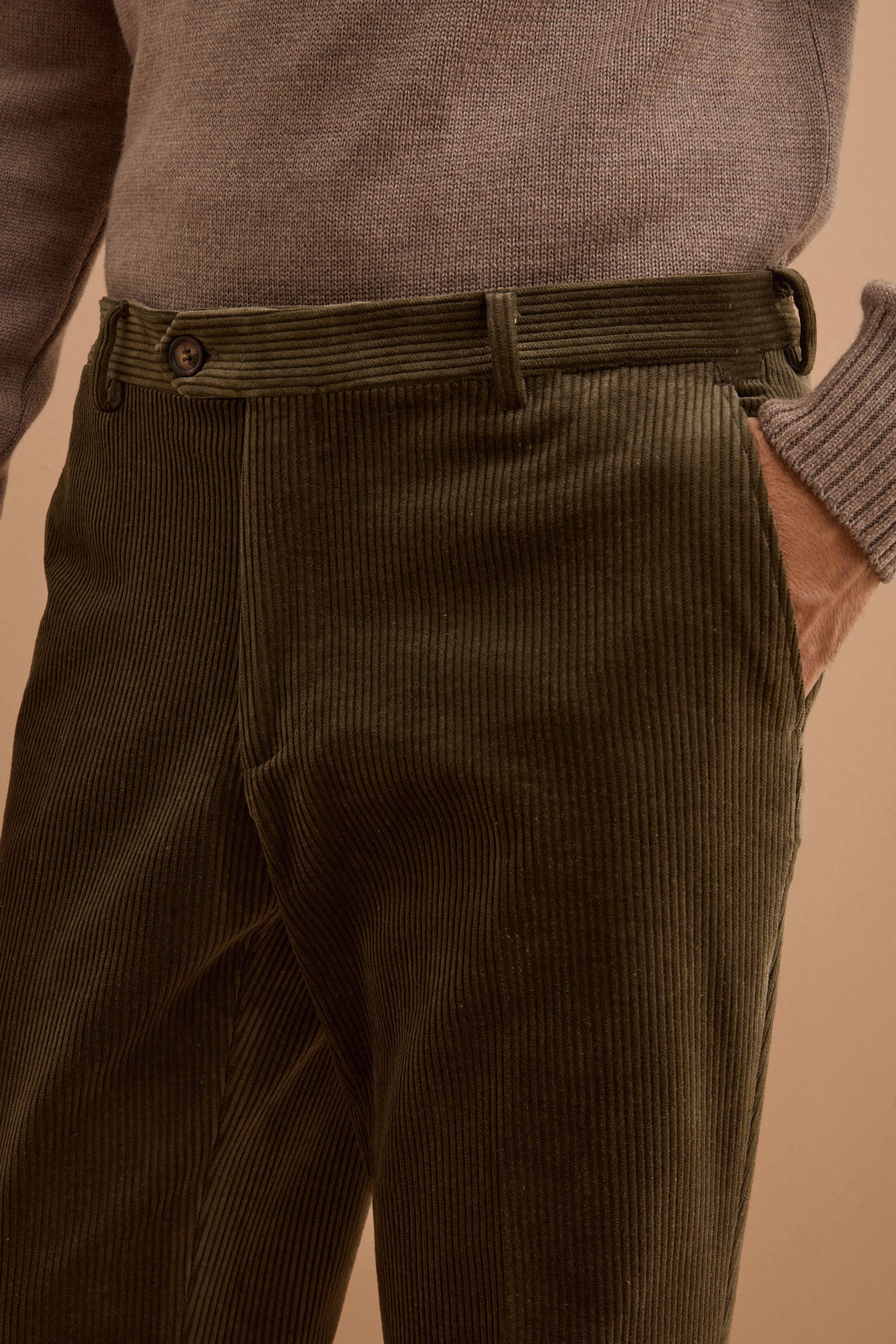 Pantalone Chino in Velluto Comfort Fit - VERDE