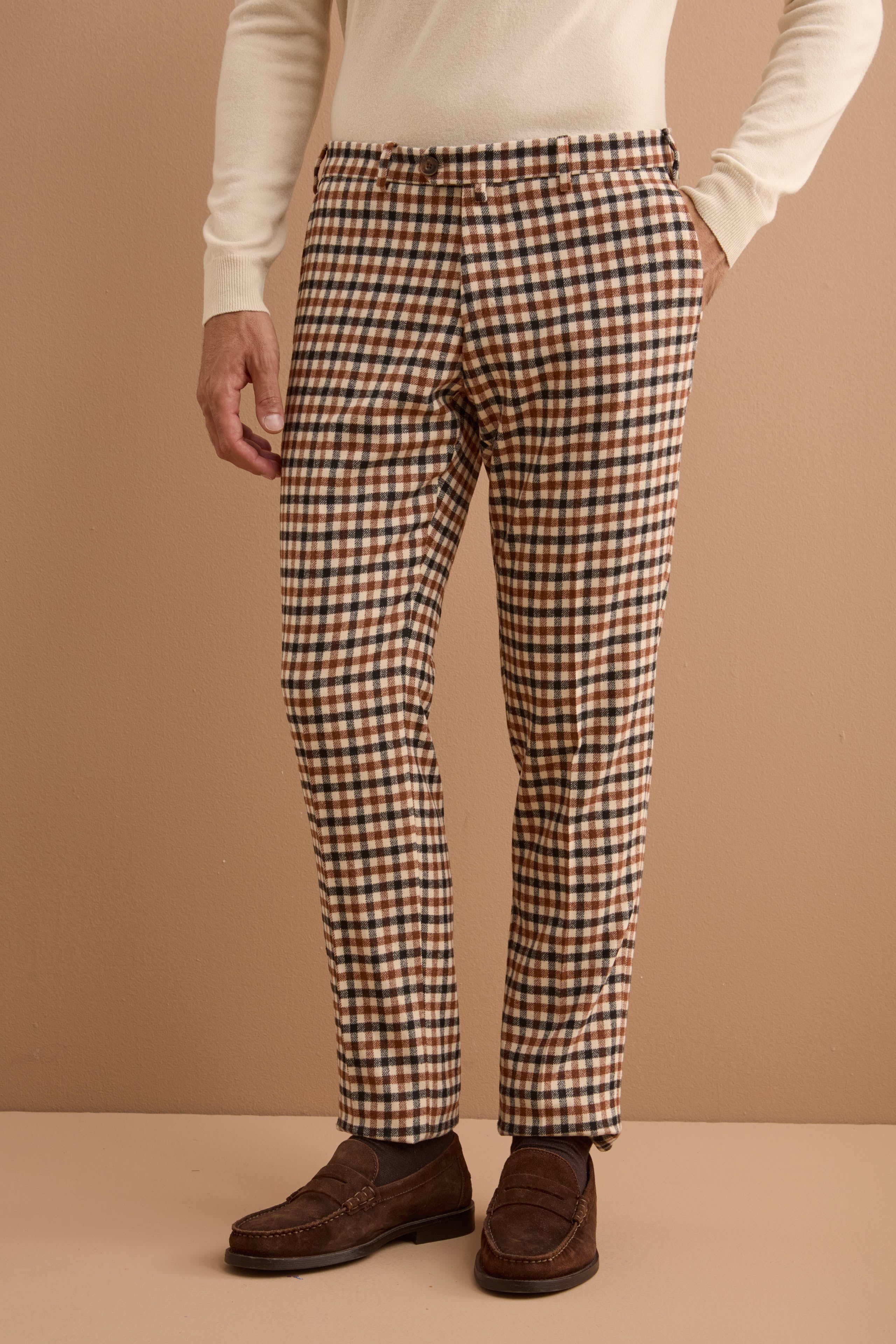 Pantalone Check Slim Fit in Misto Lana - Q.BRUCIATO