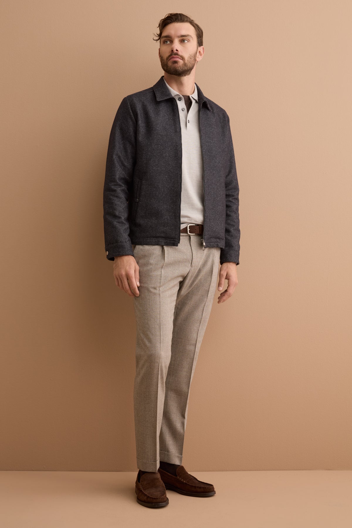Giacca Overshirt in Misto Lana con Zip - BLU