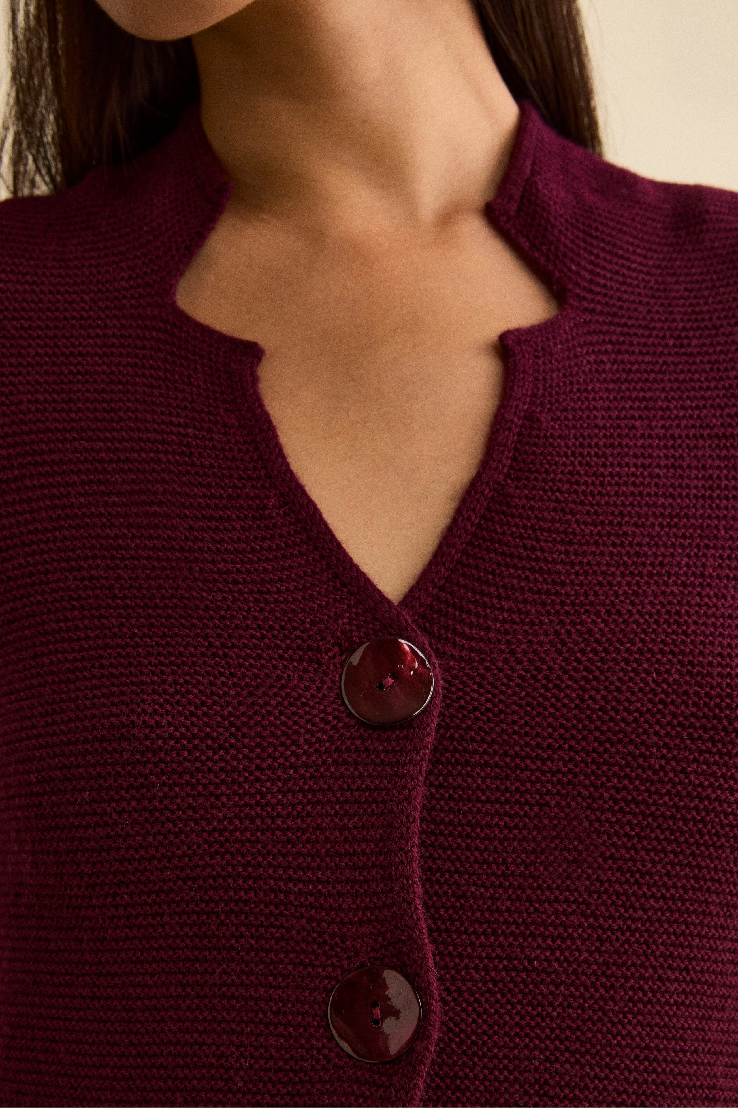 Cardigan in lana Merino - BORDEAUX