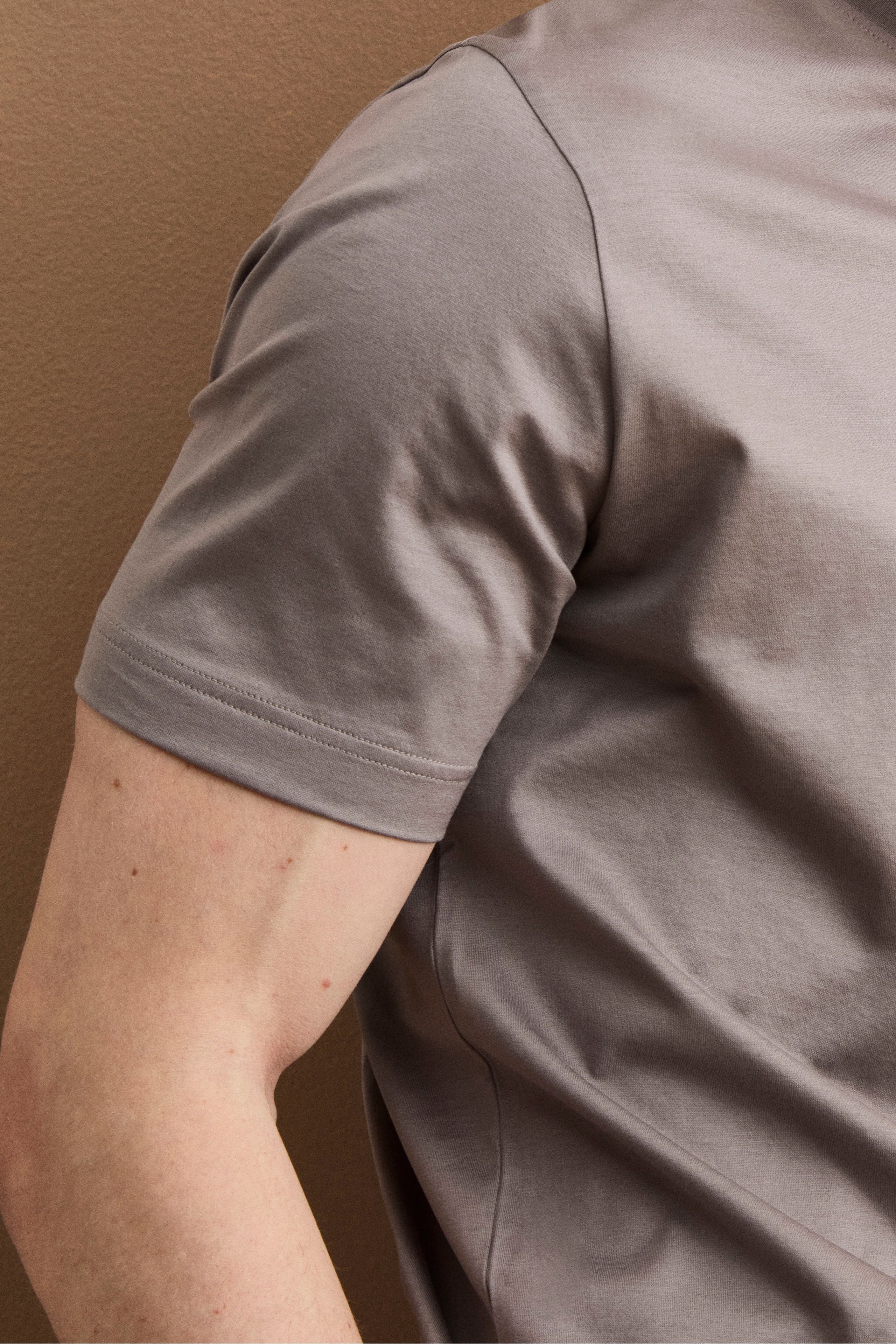 T-Shirt Slim in Filo di Scozia - GRIGIO