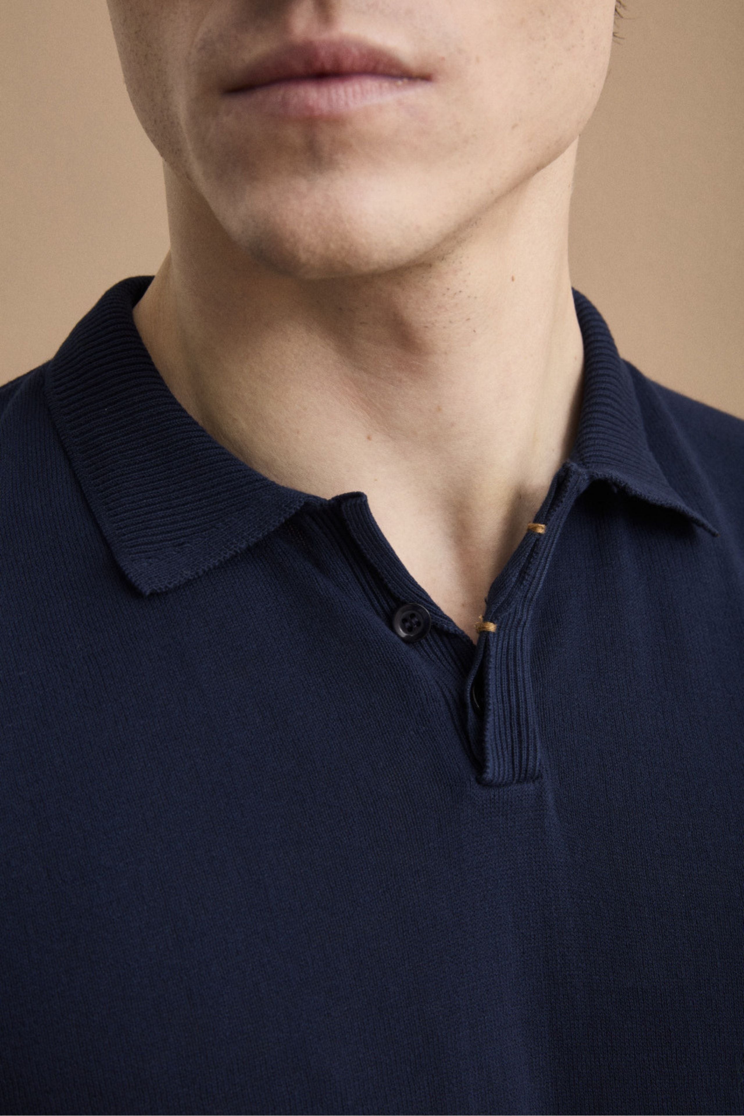 Polo Regular Fit in Cotone Crêpe - NAVY