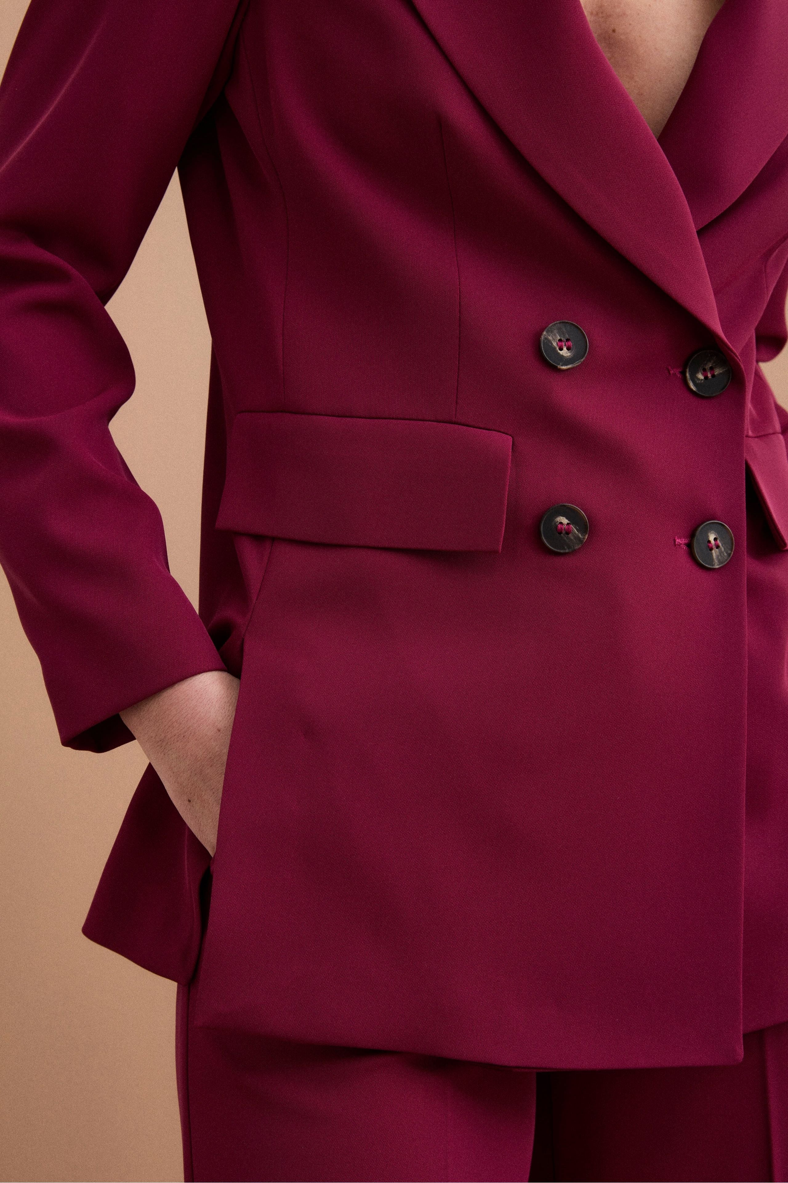 Blazer Doppiopetto Foderato in Cady - BORDEAUX