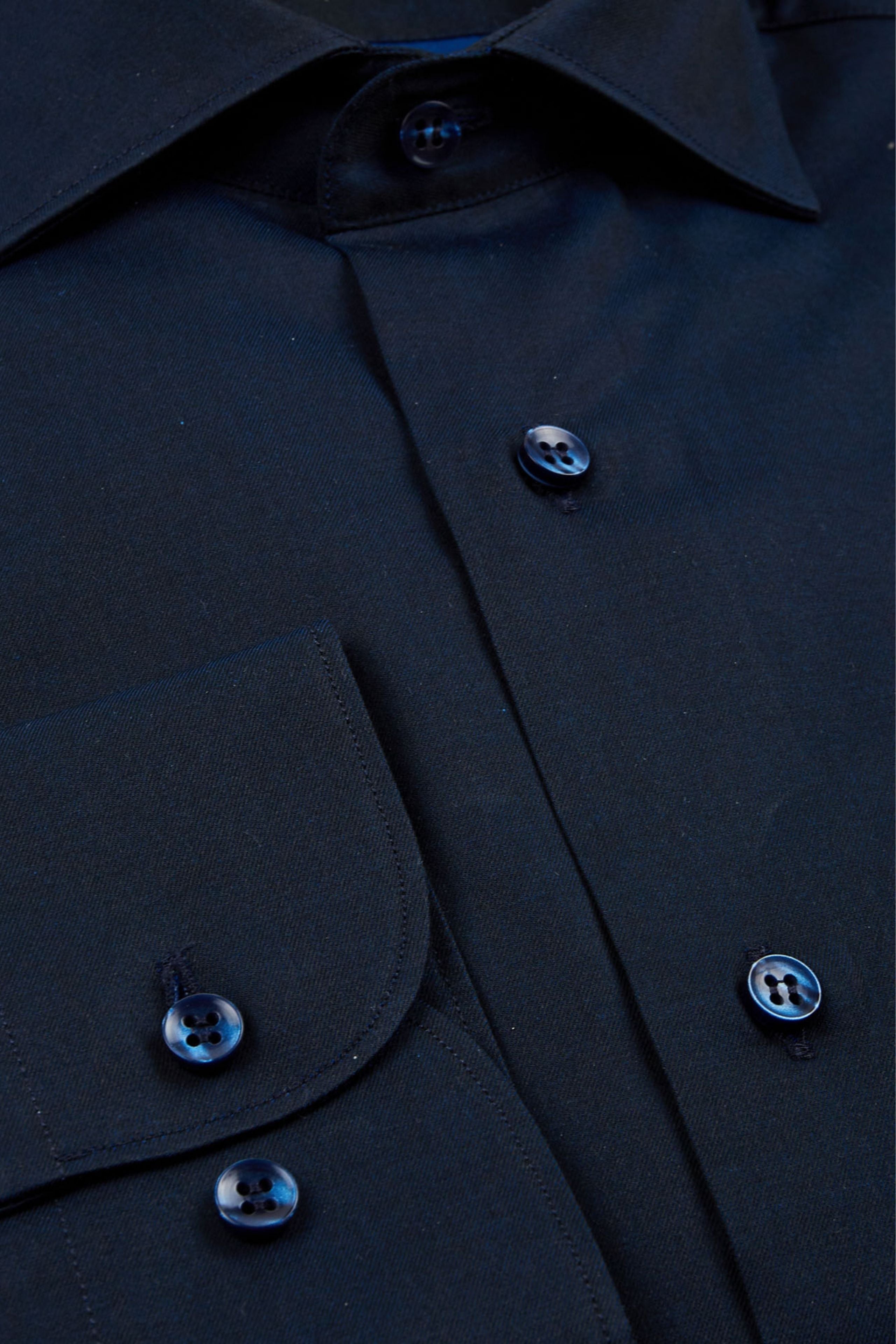 Camicia slim twill collo francese - BLU