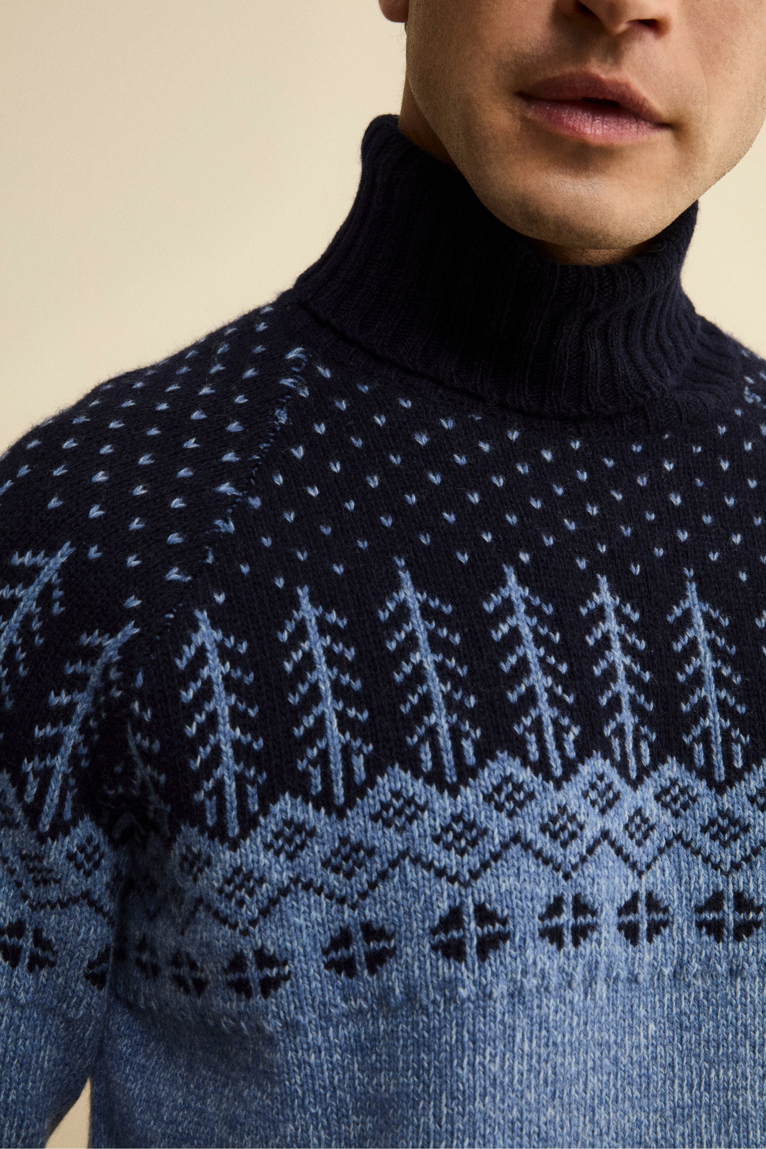 Dolcevita Norvegese Over in Lana Vergine - AZZURRO MELANGE