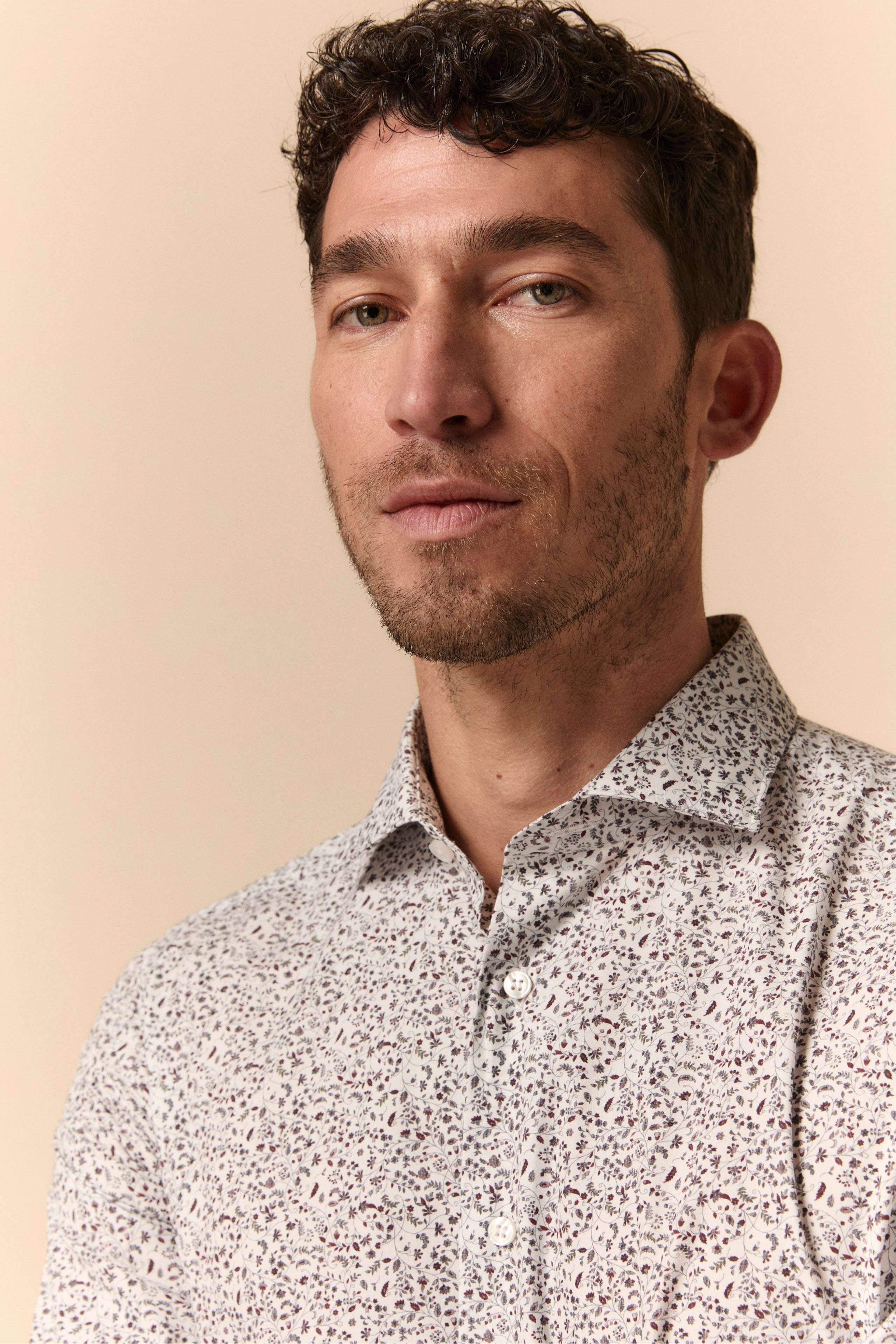 Camicia Fantasia Slim Fit in Popeline - FANT. BIANCO/ROSSO