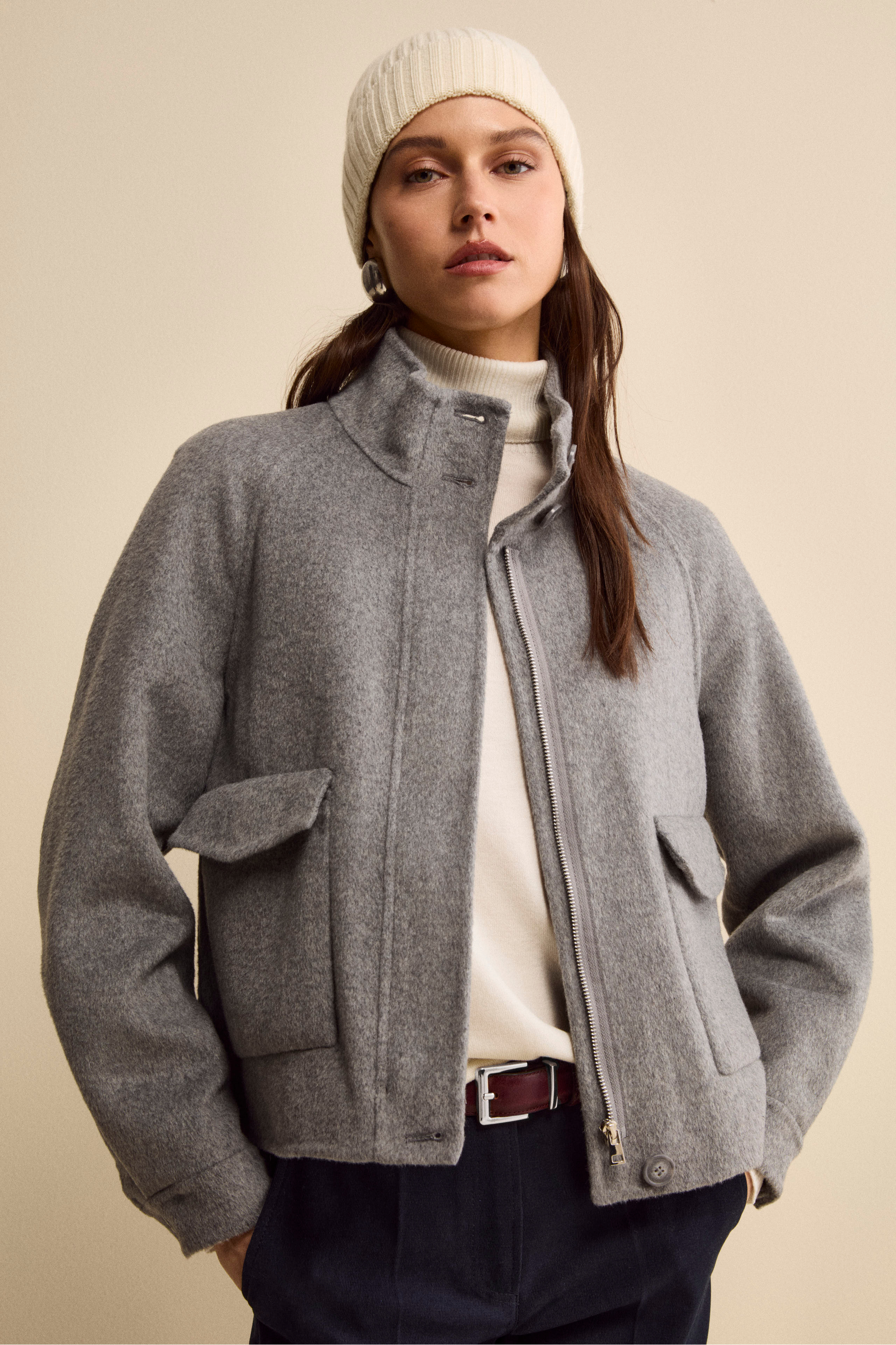 Cappello in cashmere a coste - PANNA