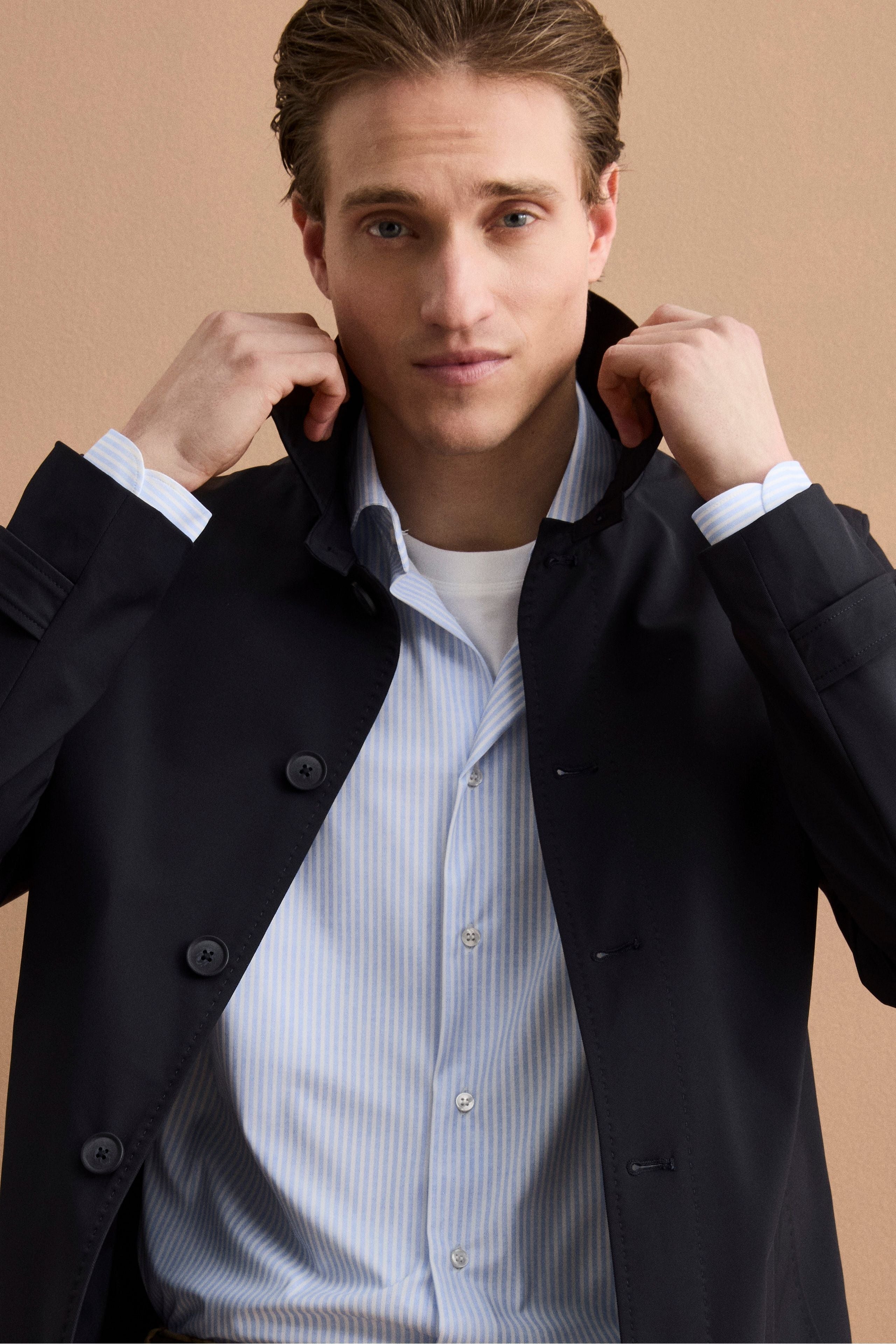 Trench Corto Impermeabile Foderato - BLU