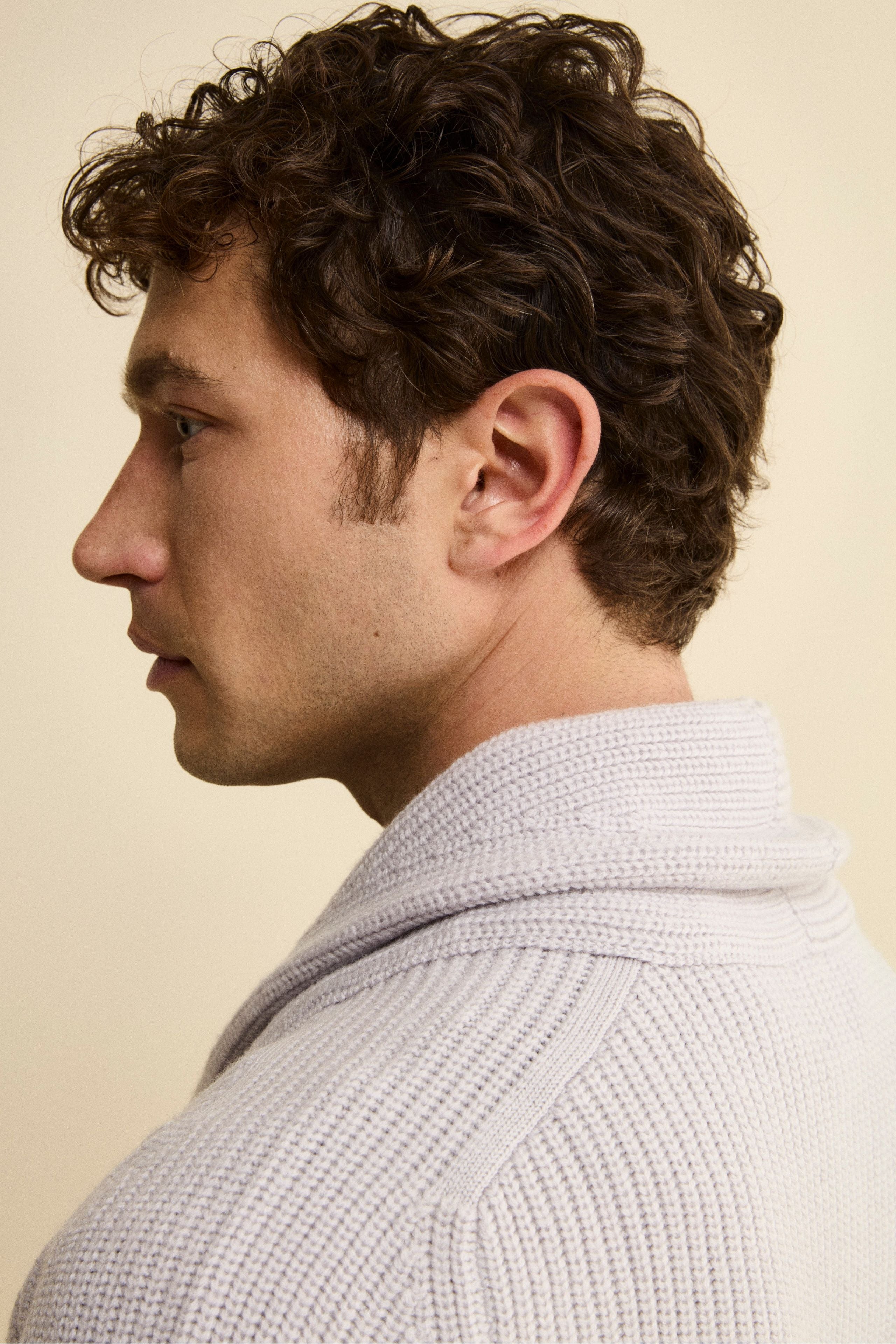 Cardigan in Lana Merino a Costa Inglese - GRIGIO CHIARO